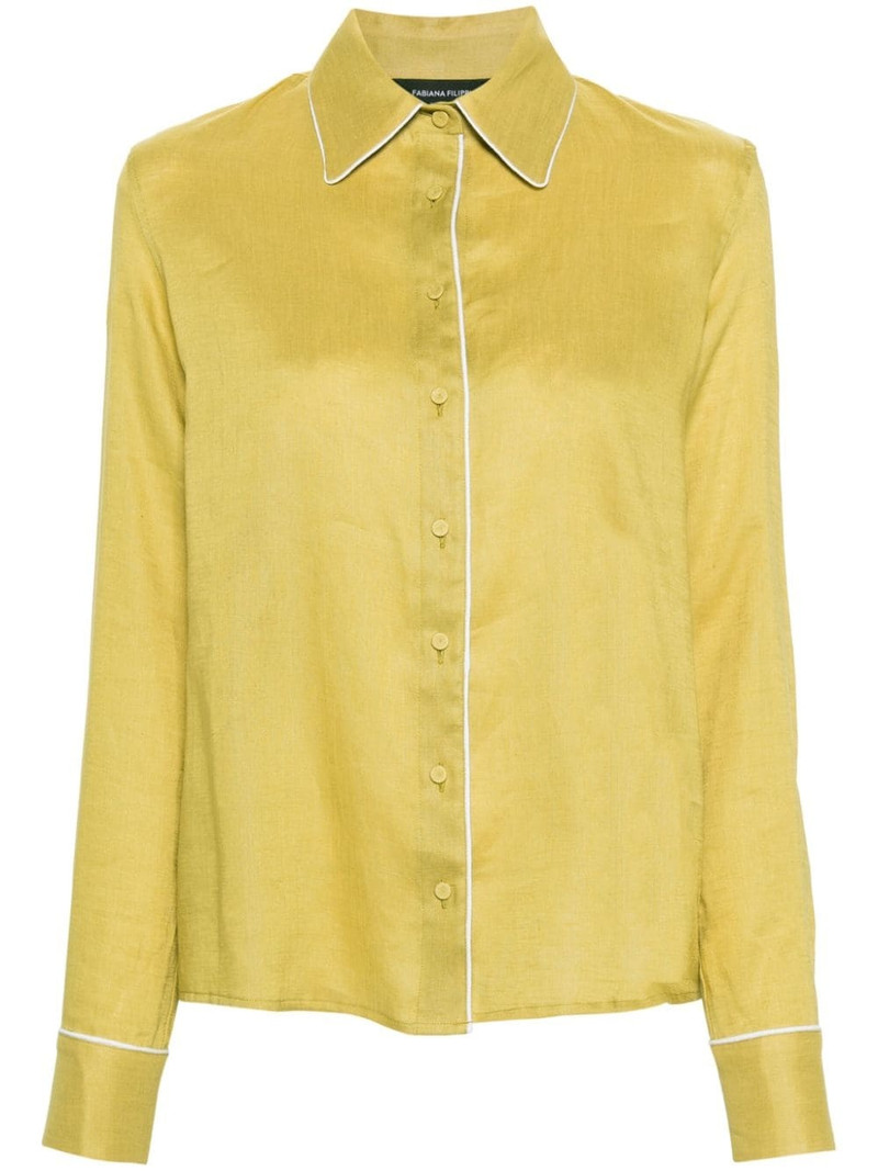 piped-trim linen shirt 1