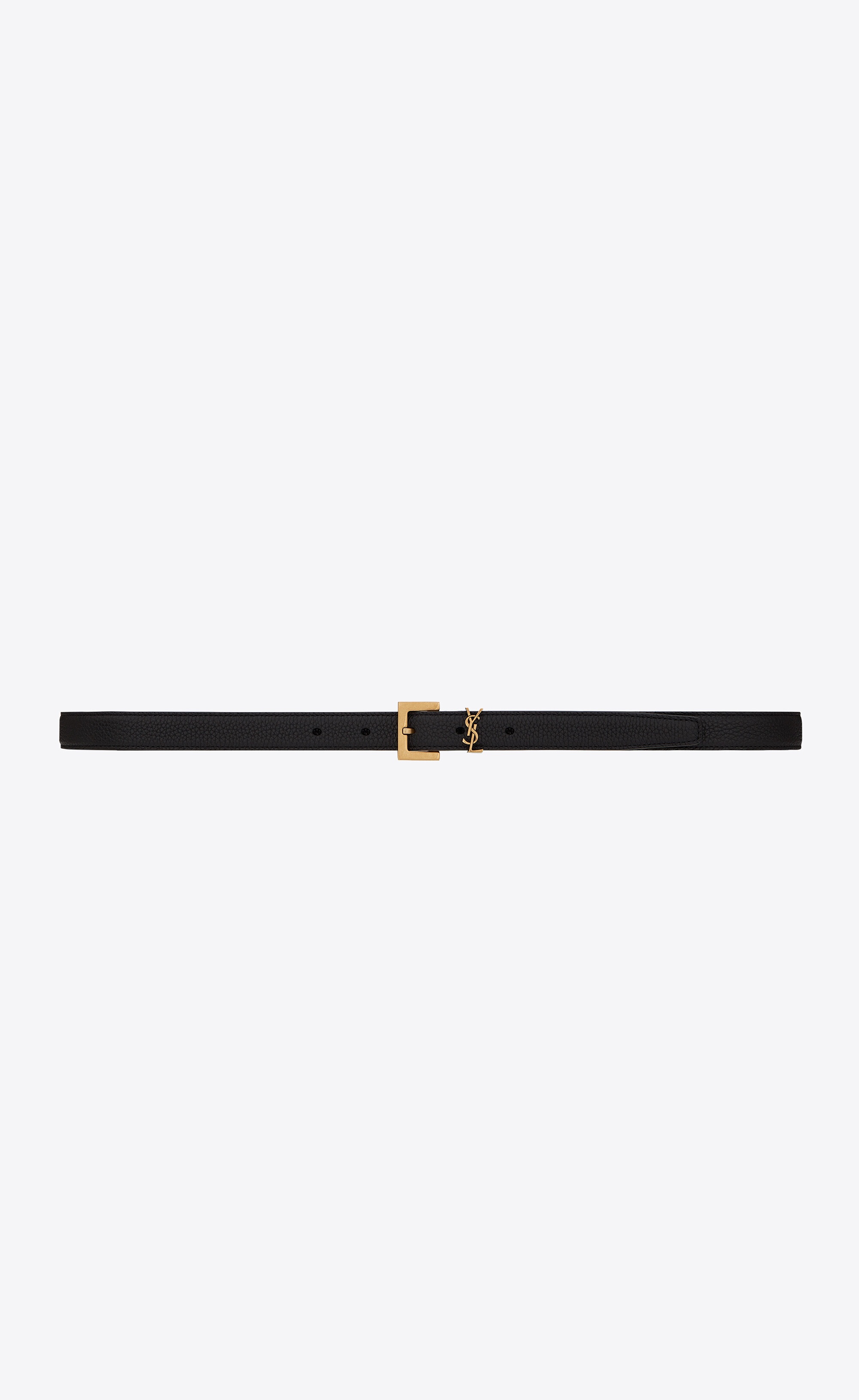 monogram thin belt with square buckle in grained leather - 1