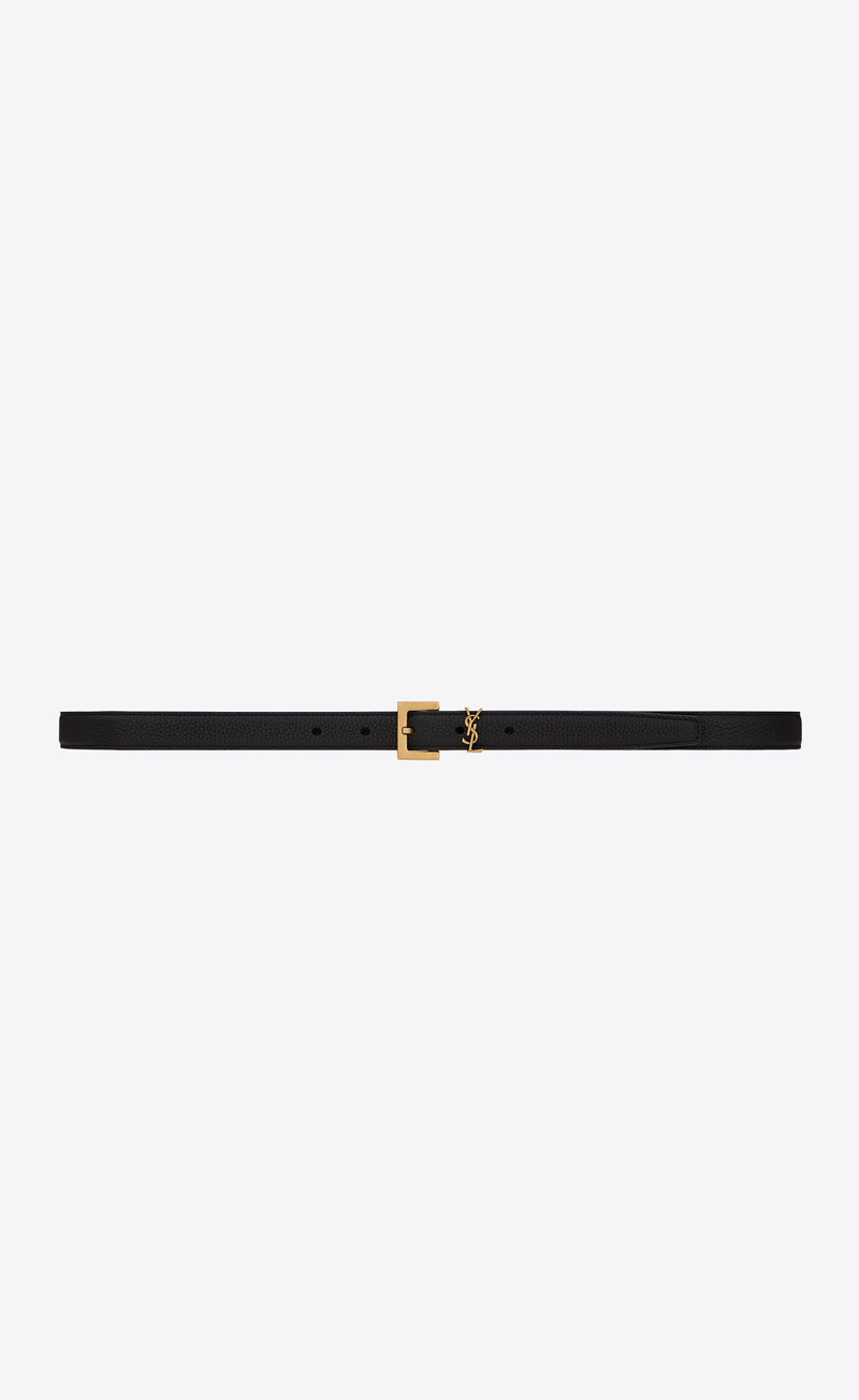 cassandre thin belt with square buckle in grained leather - 1