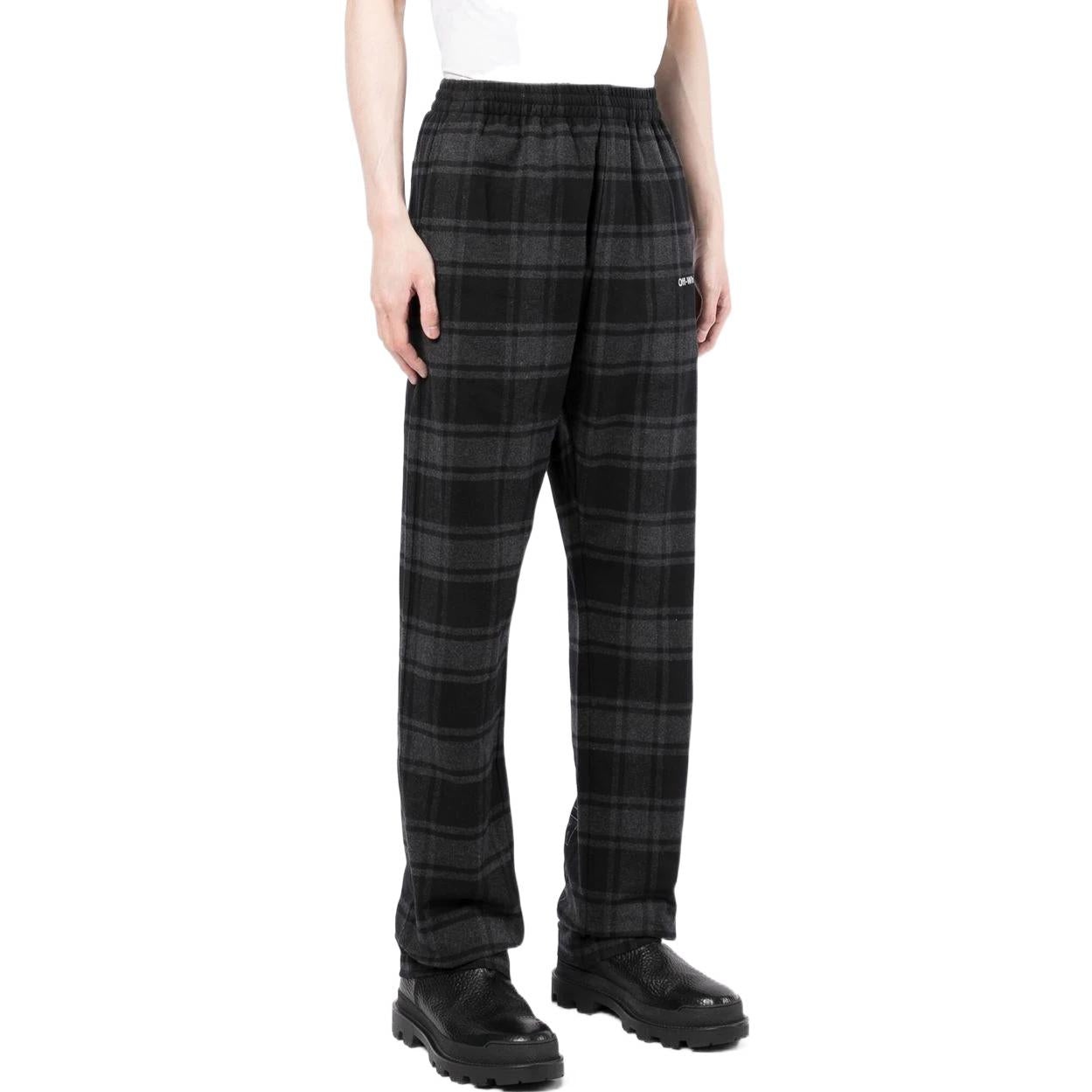 Men's Off-White SS22 Plaid Straight Casual Pants/Trousers Black OMCA228C99FAB0010501LIGHT - 4