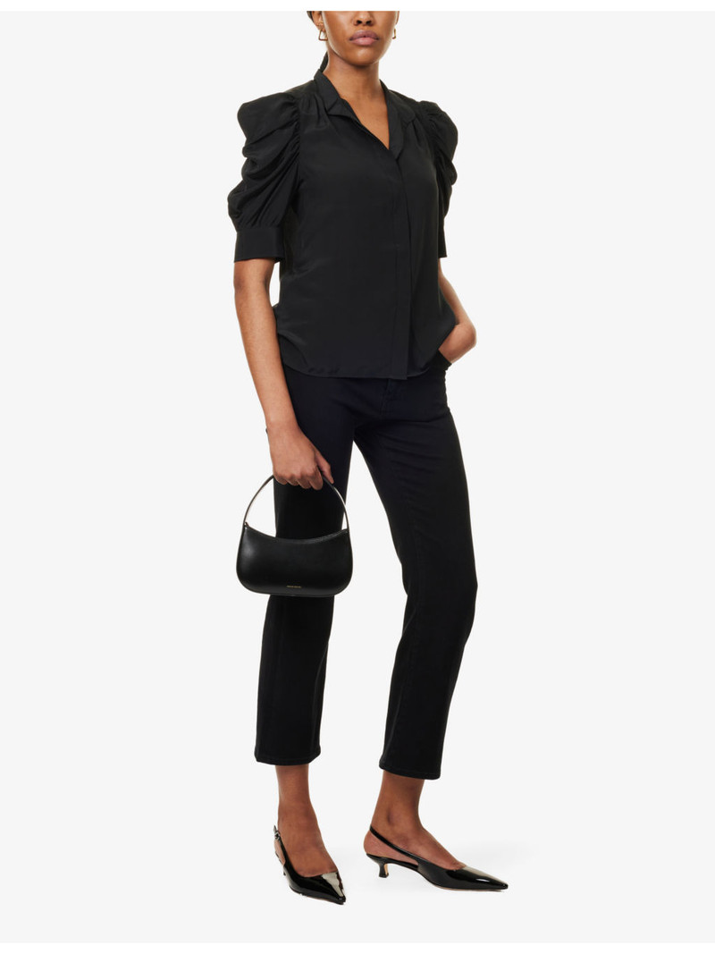 FRAME The Reboot Crop Flared Straight-Leg High-Rise Stretch-Denim Blend Jeans outlook