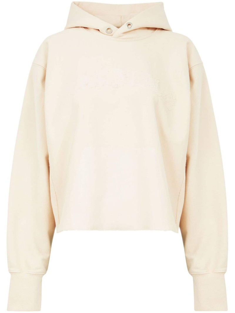 logo-embroidered cotton hoodie - 1