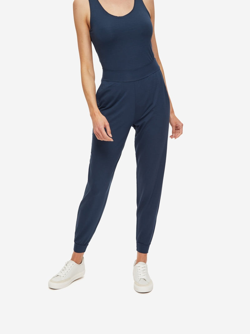 Derek Rose Women's Track Pants Basel Micro Modal Stretch Navy outlook
