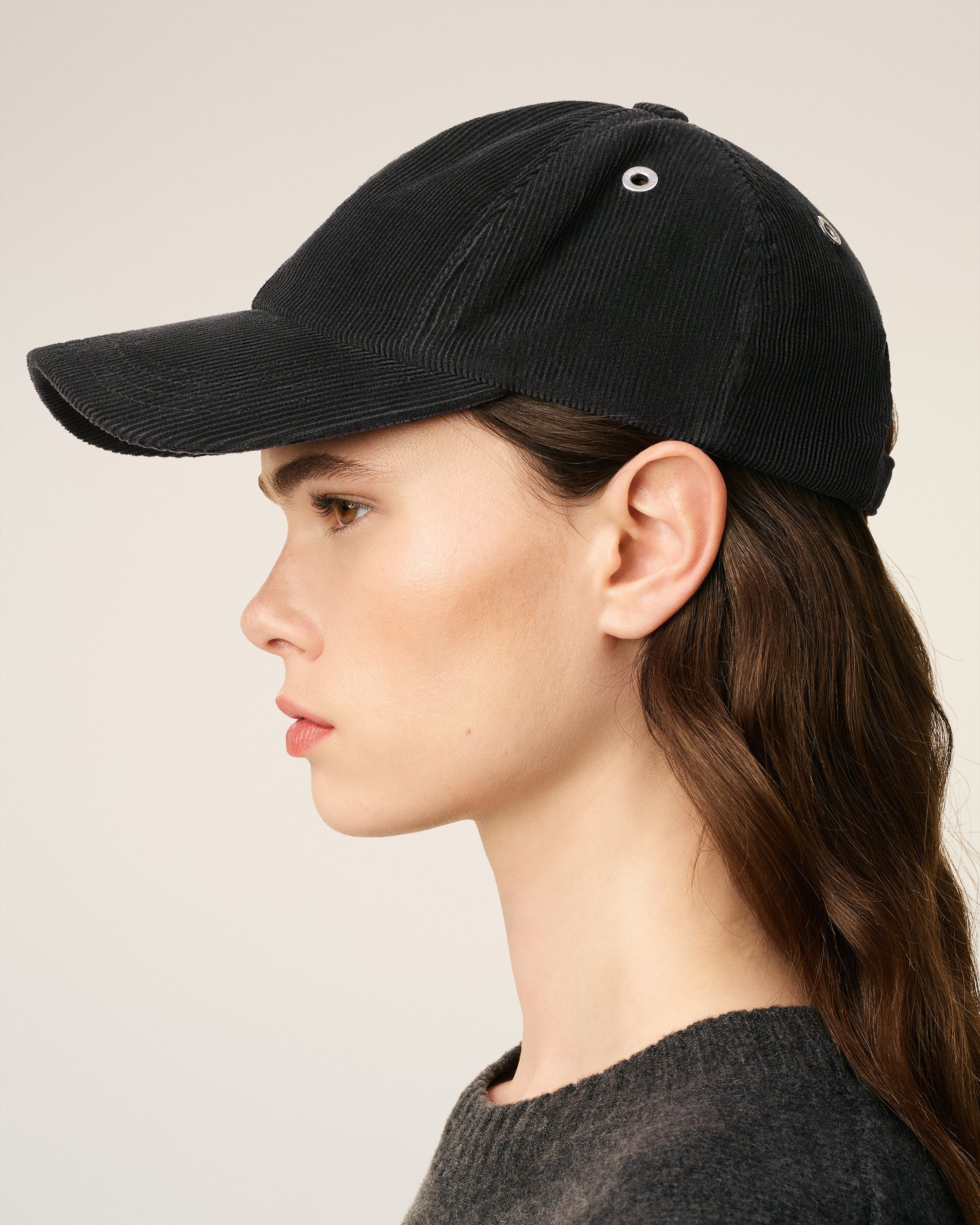 BLACK COTTON AMI DE COEUR CORDUROY CAP - 5
