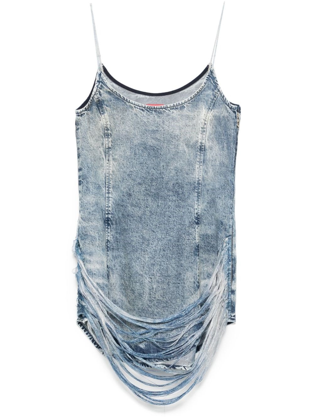 Denim print mini dress - 1