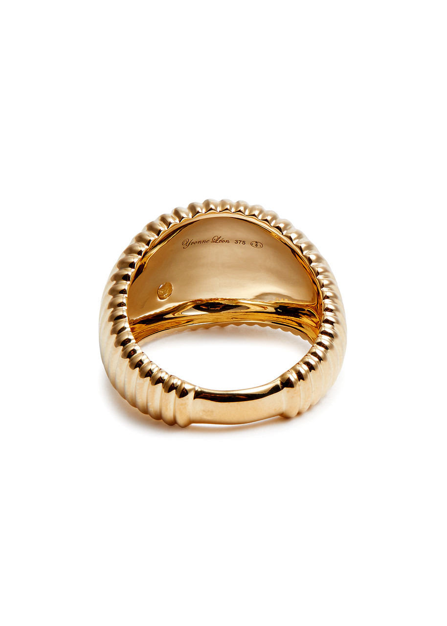 Chevaliere Berlingot 9kt gold signet ring - 3