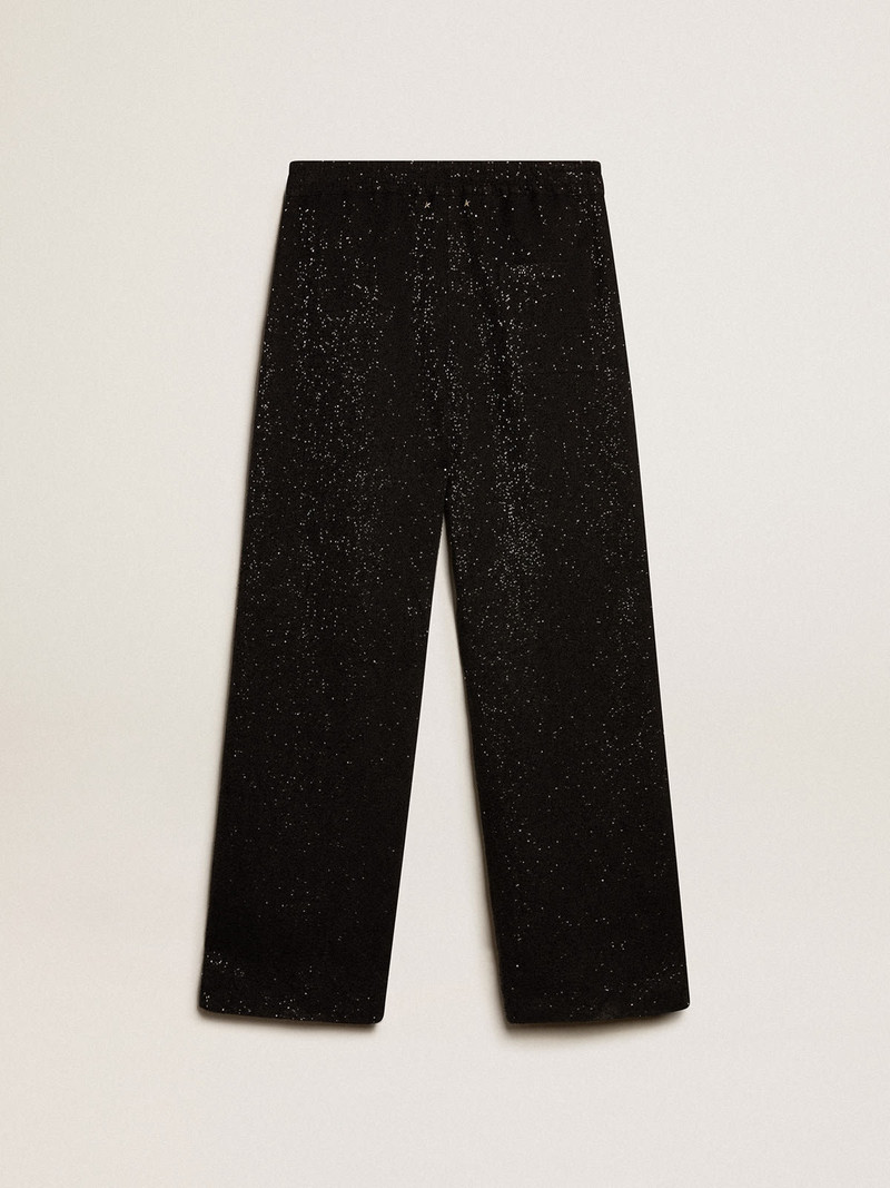 Men’s black joggers in linen blend with sequins 5