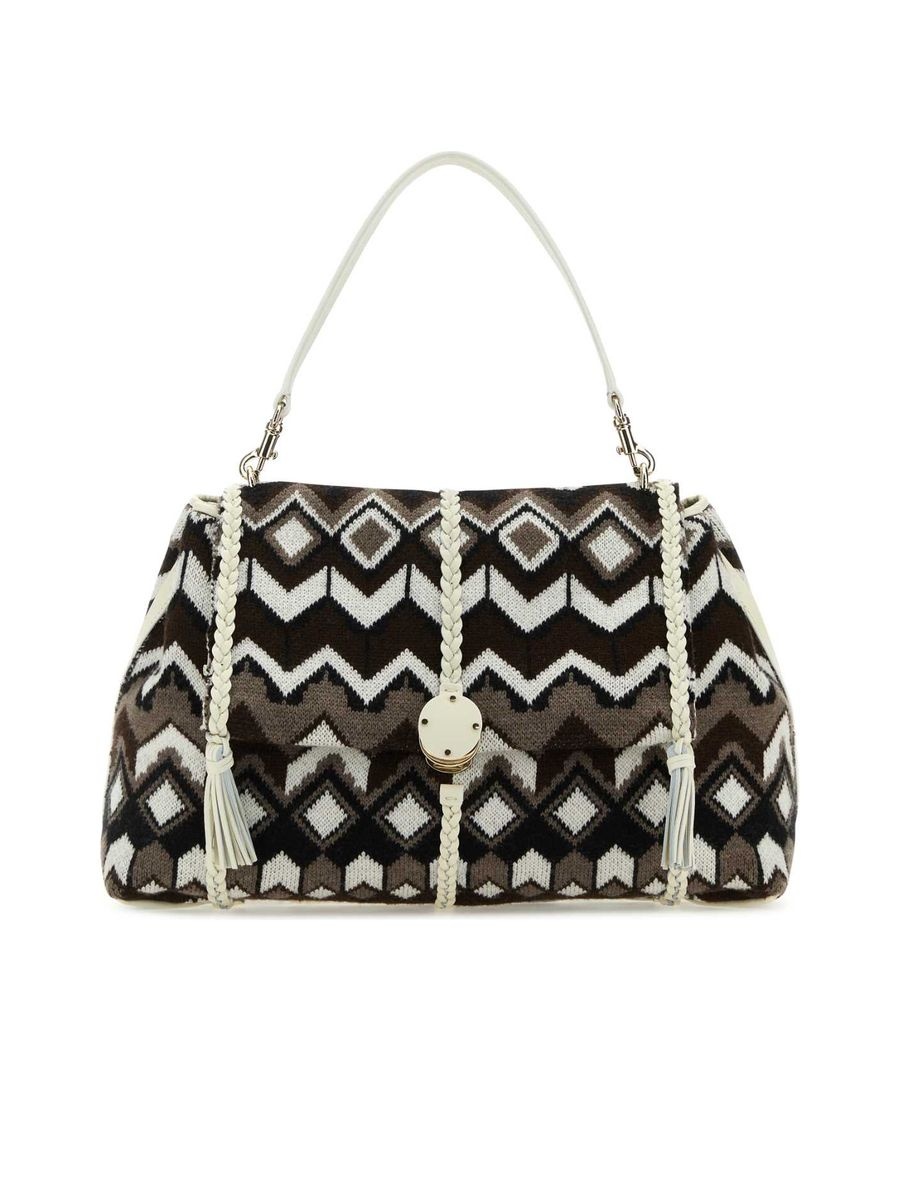 Embroidered Wool Large Penelope Shoulder Bag - 1
