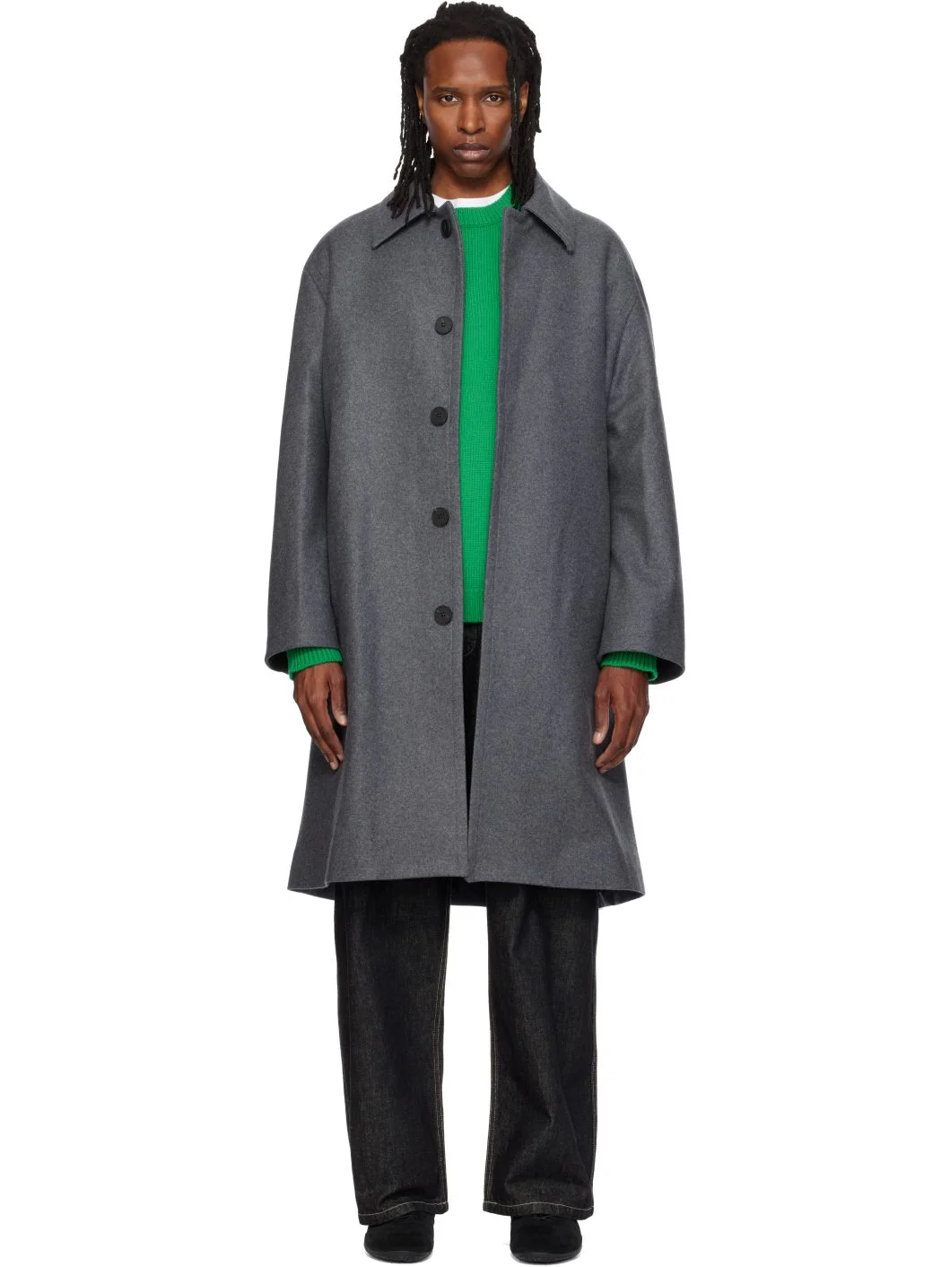 Gray Wool Overcoat - 1