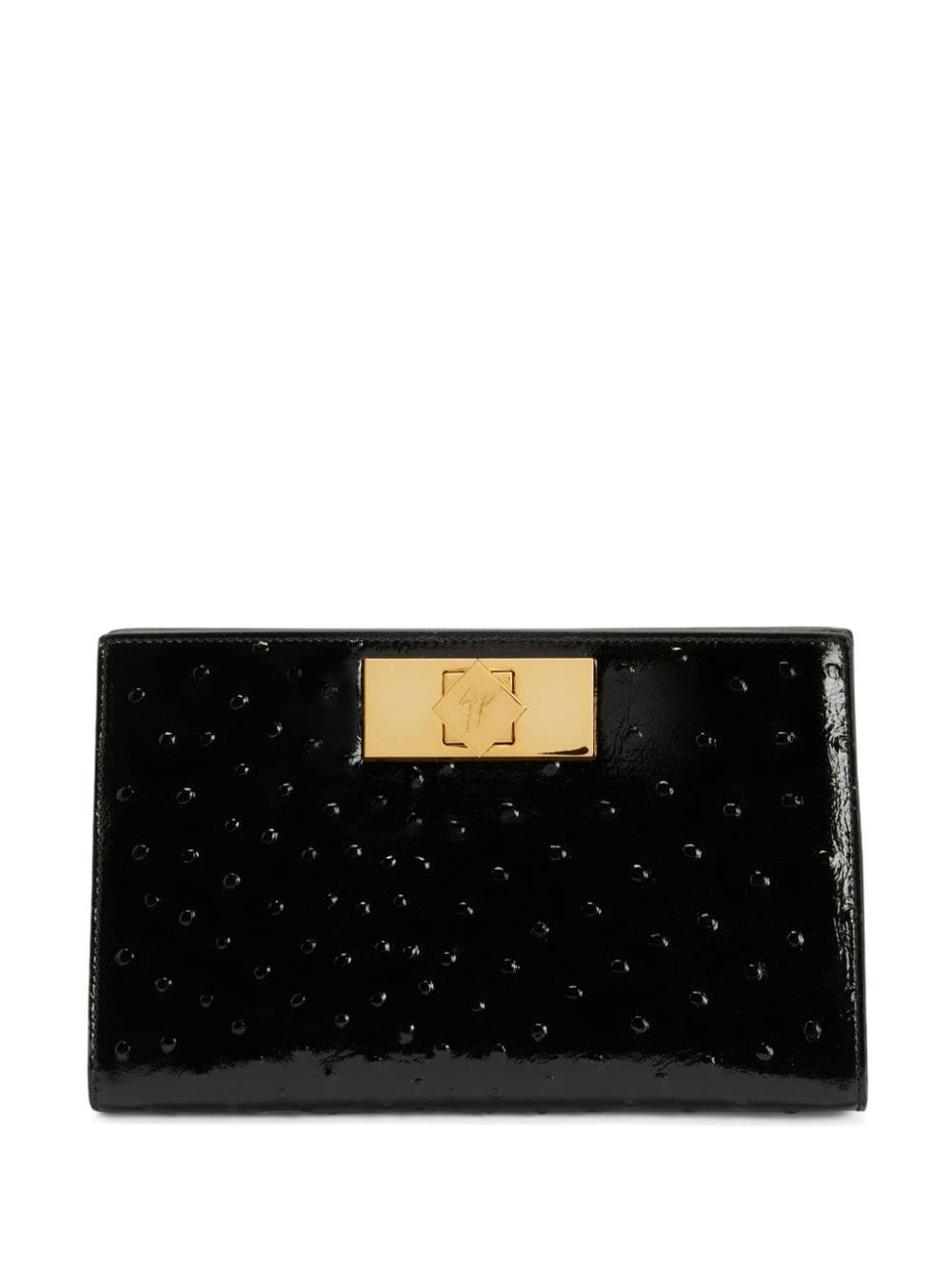 Annhita ostrich-print leather clutch bag - 1
