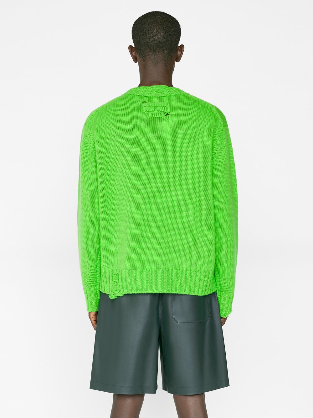 Destroyed Cashmere Sweater in Neon Green - 9