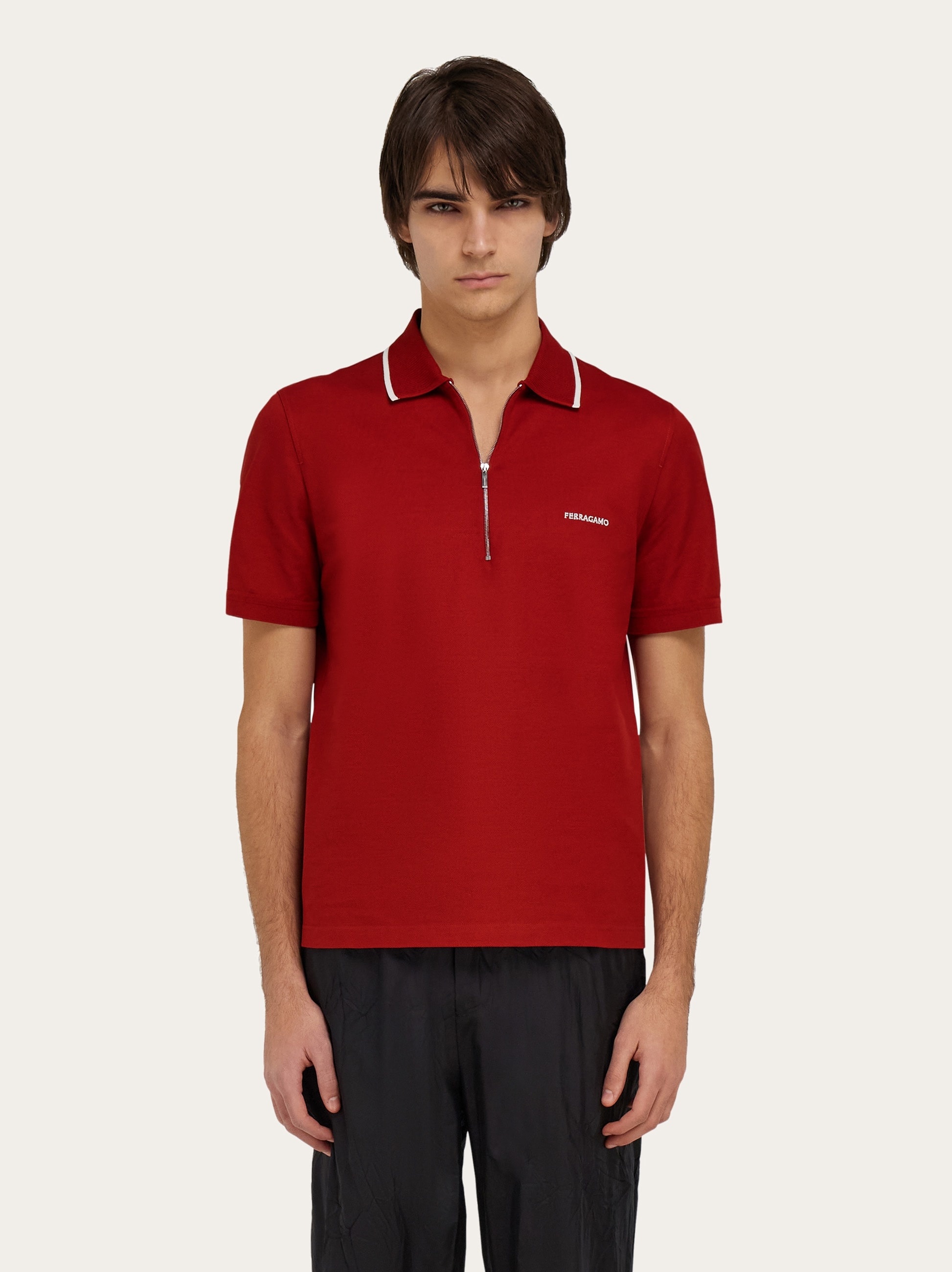 Cotton polo shirt with zip closure - 2