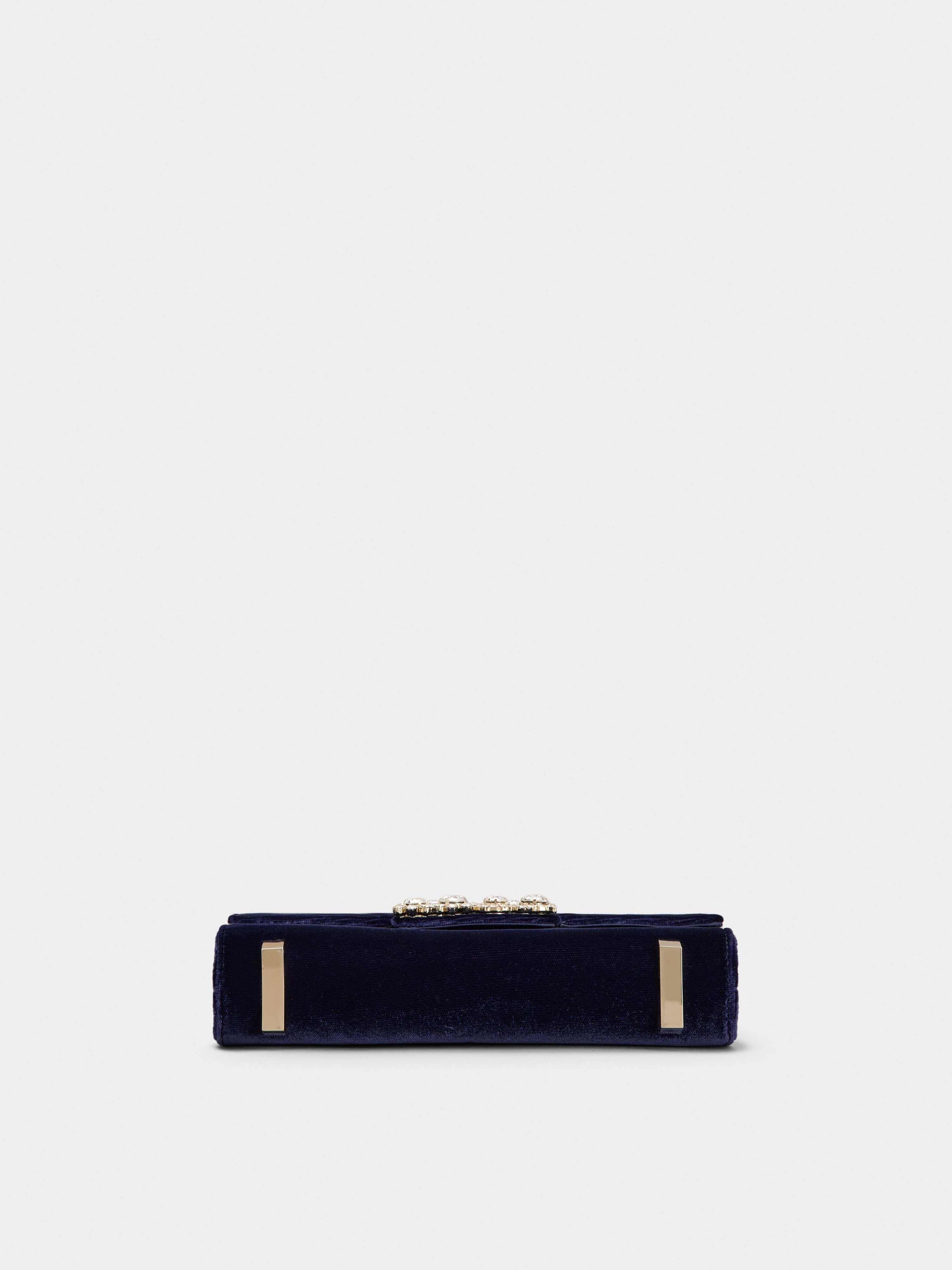 Flower Strass Jewel Buckle Mini Clutch Bag in Velvet - 5