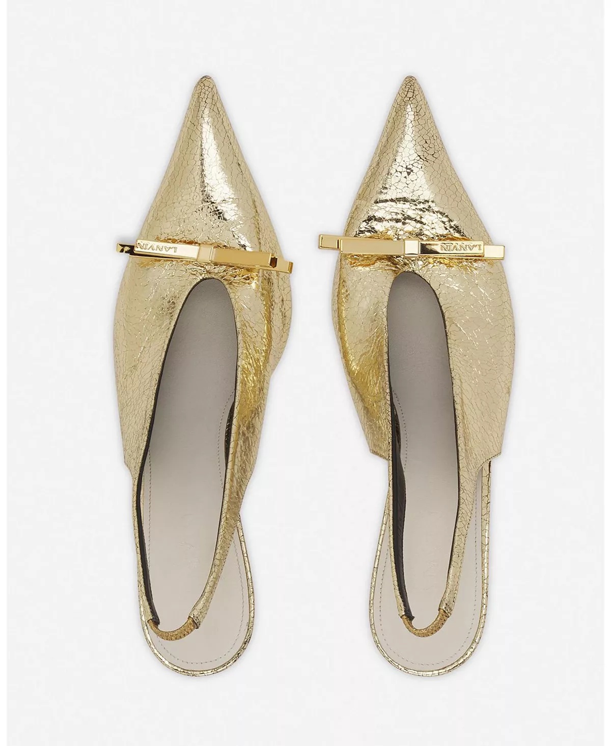 Women's Bow Slingback Pumps In Crackled Metallic Leather - 4