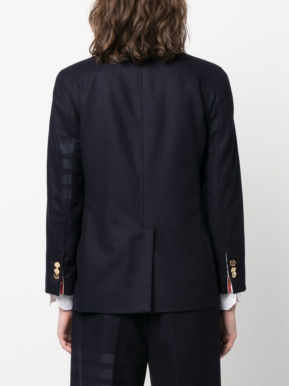 single-breasted stripe-sleeve blazer - 4