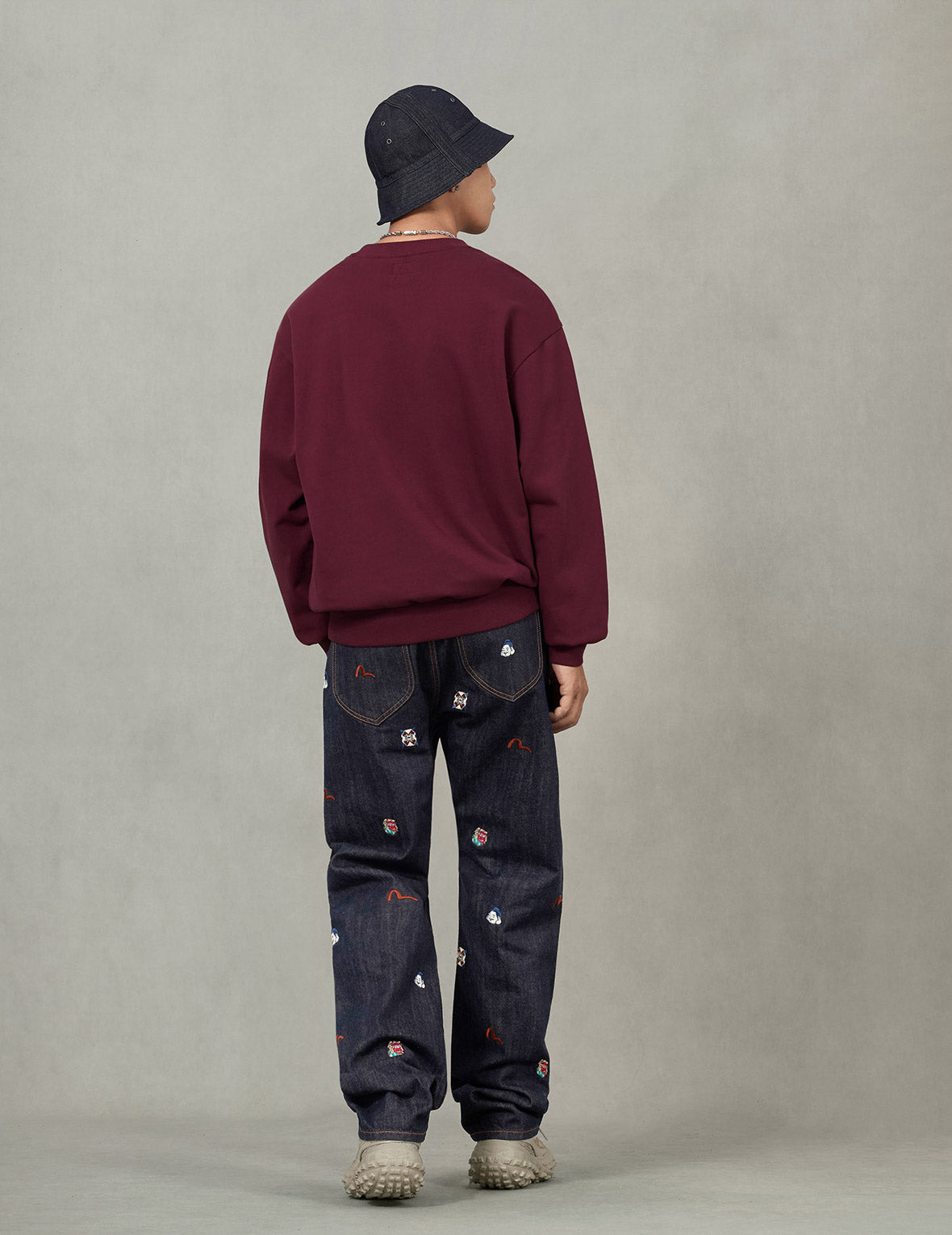 Graffiti Seagull Print and Sashiko Relax Fit Sweatshirt - 5