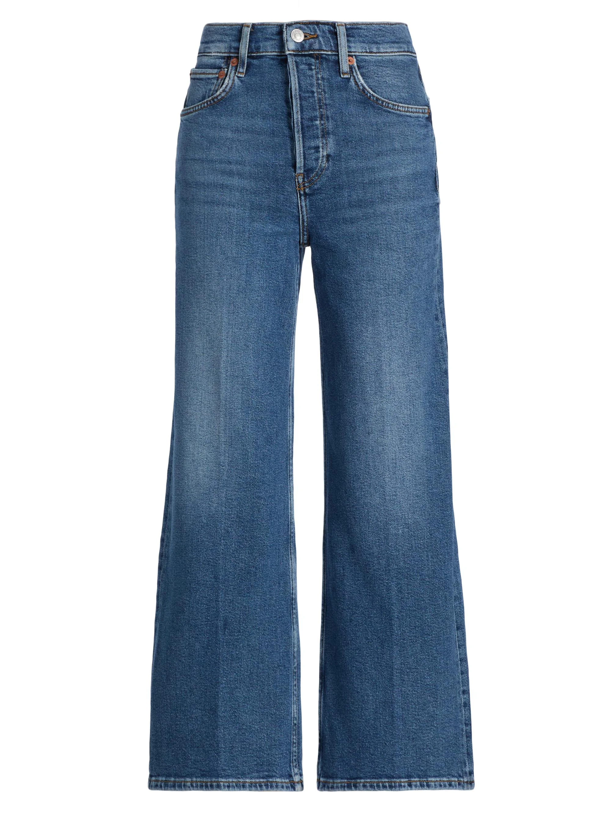 Women's Mid 70s High-Rise Wide-Leg Crop Jeans - Mid - 1