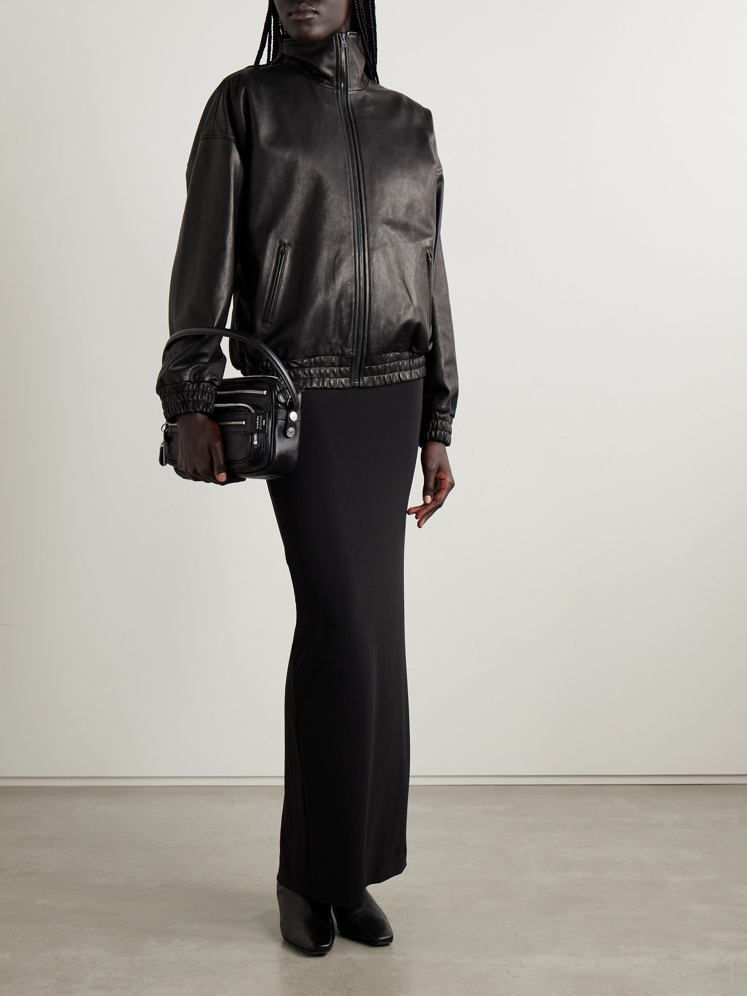Leather bomber jacket Black - 2