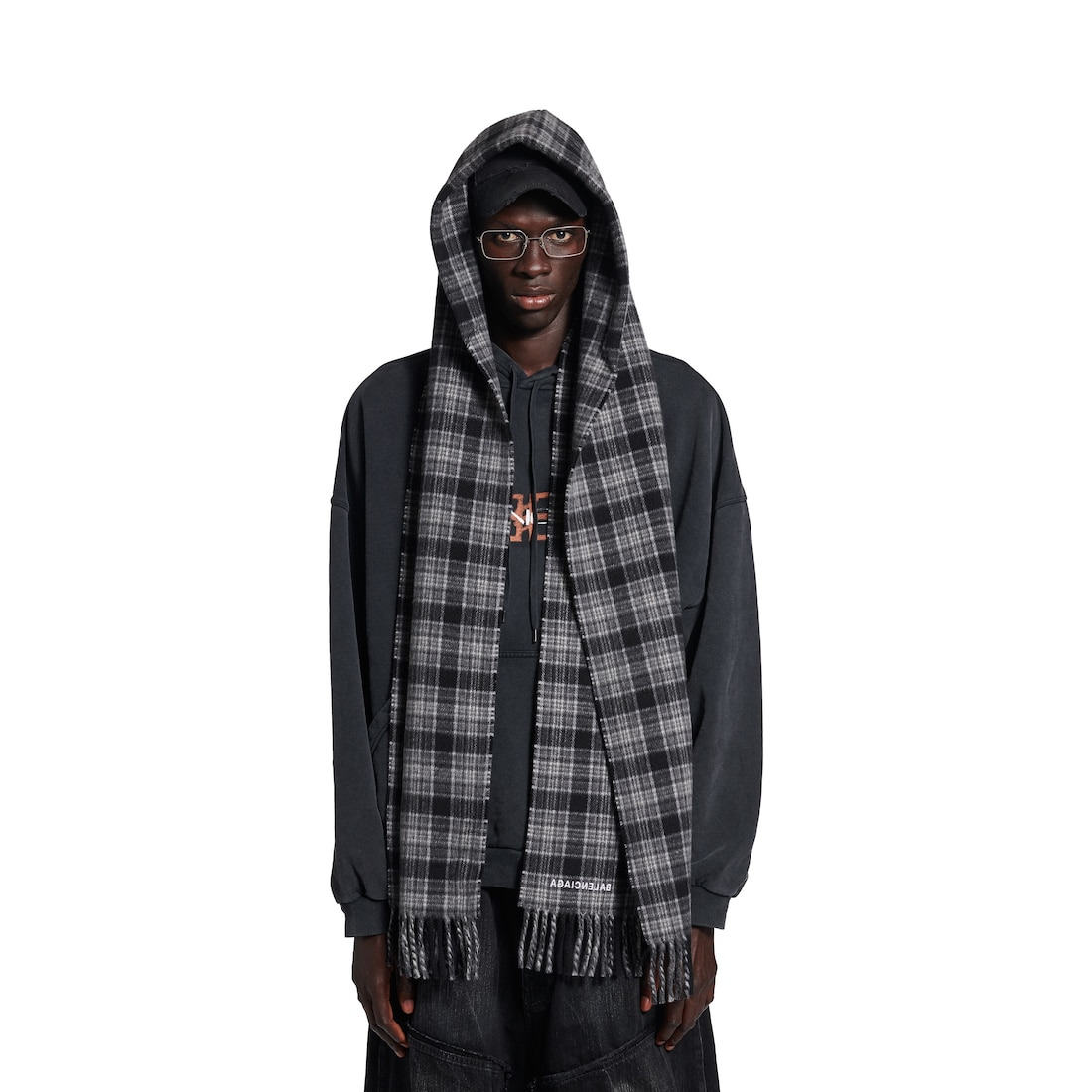 Men's Hooded Scarf in Grey - 5