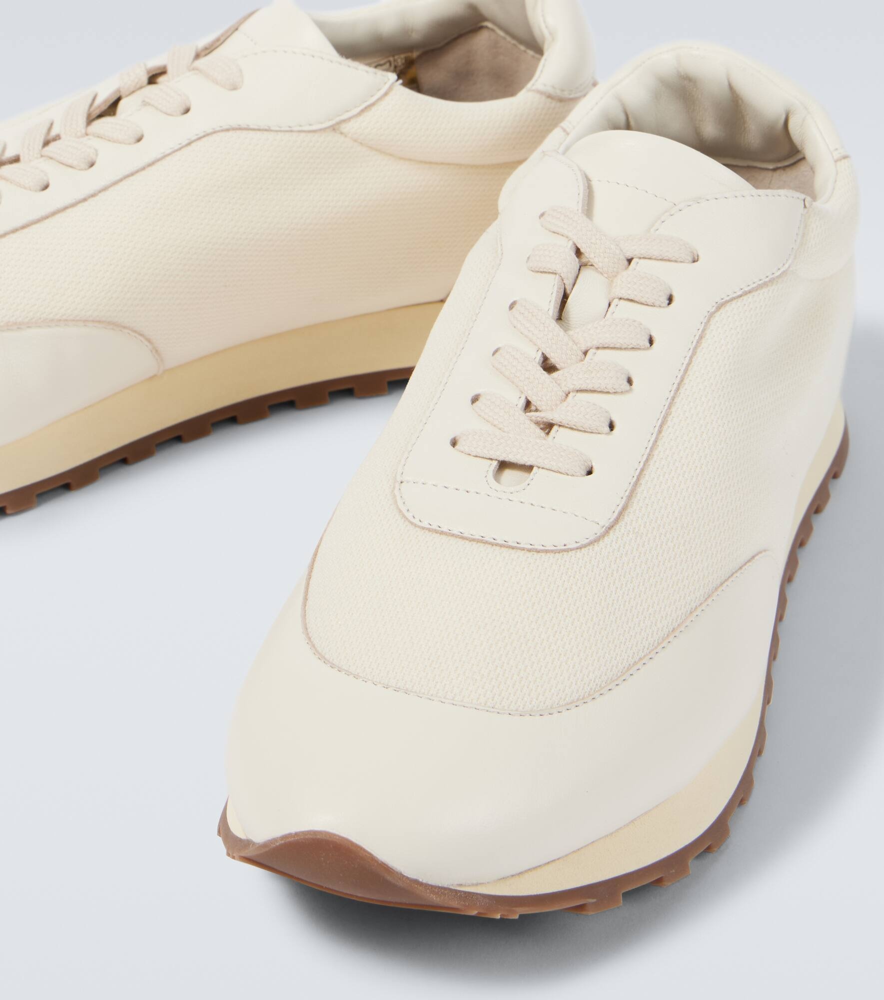 Owen leather-trimmed sneakers - 3