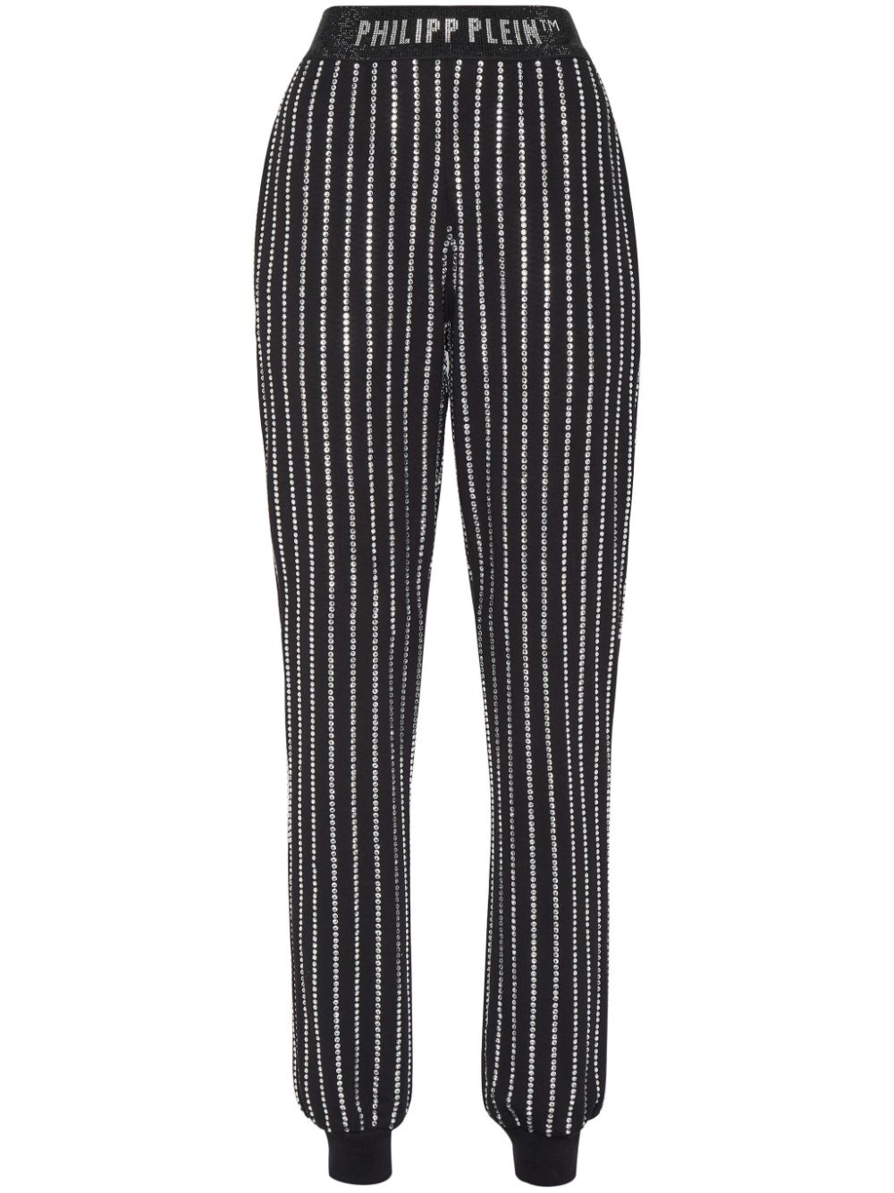 logo-print strap crystal-embellished track pants - 1