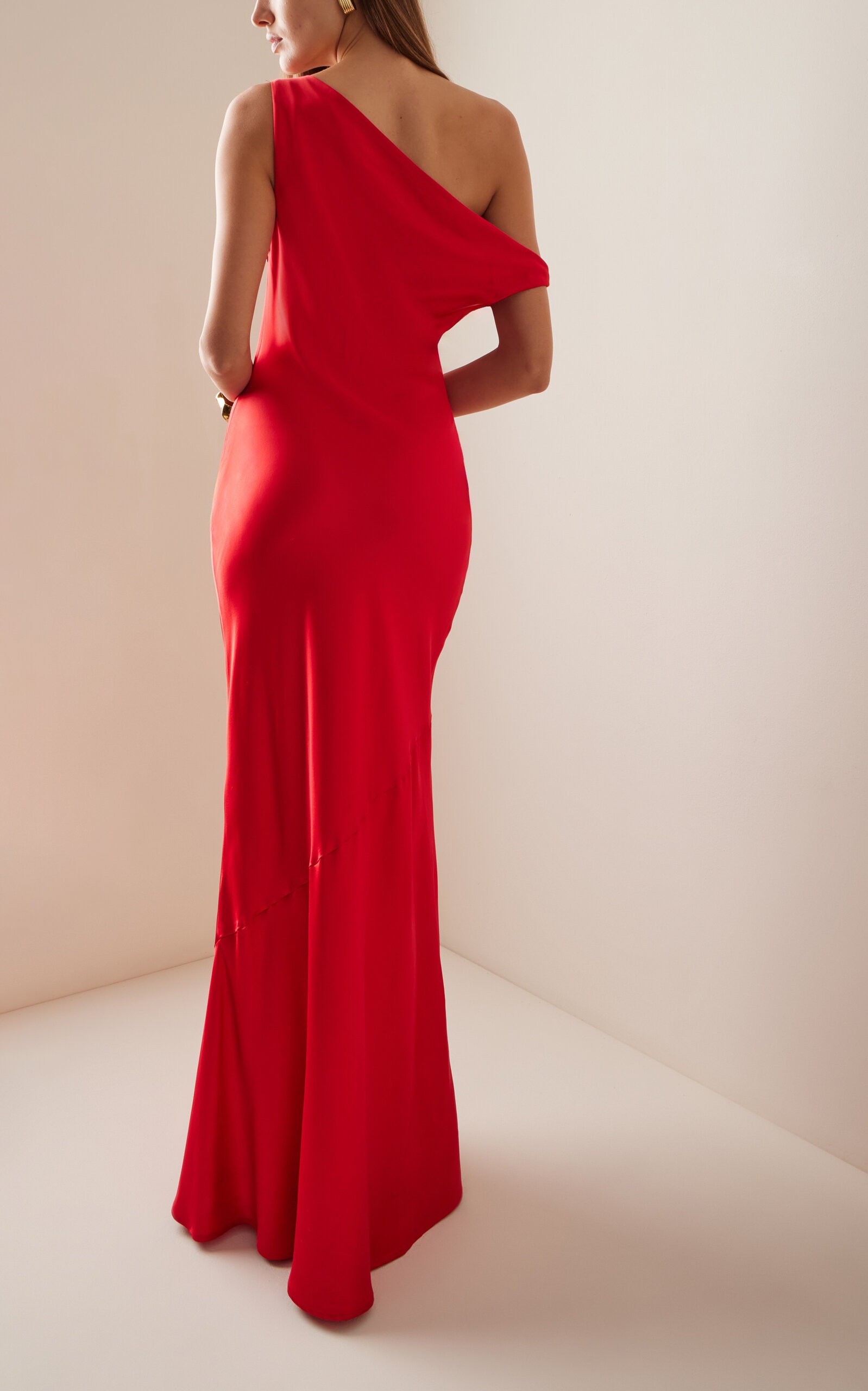 STAUD Ashanti Draped Satin Maxi Dress red | REVERSIBLE