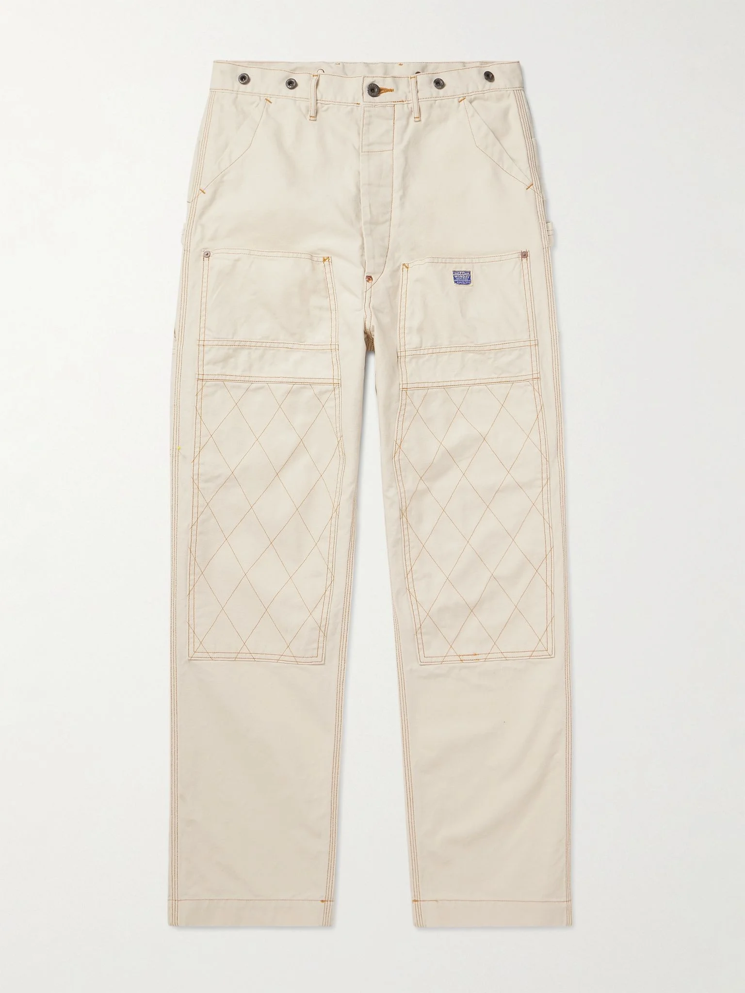 Lumber Straight-Leg Embroidered Cotton-Canvas Cargo Trousers Ecru - 1