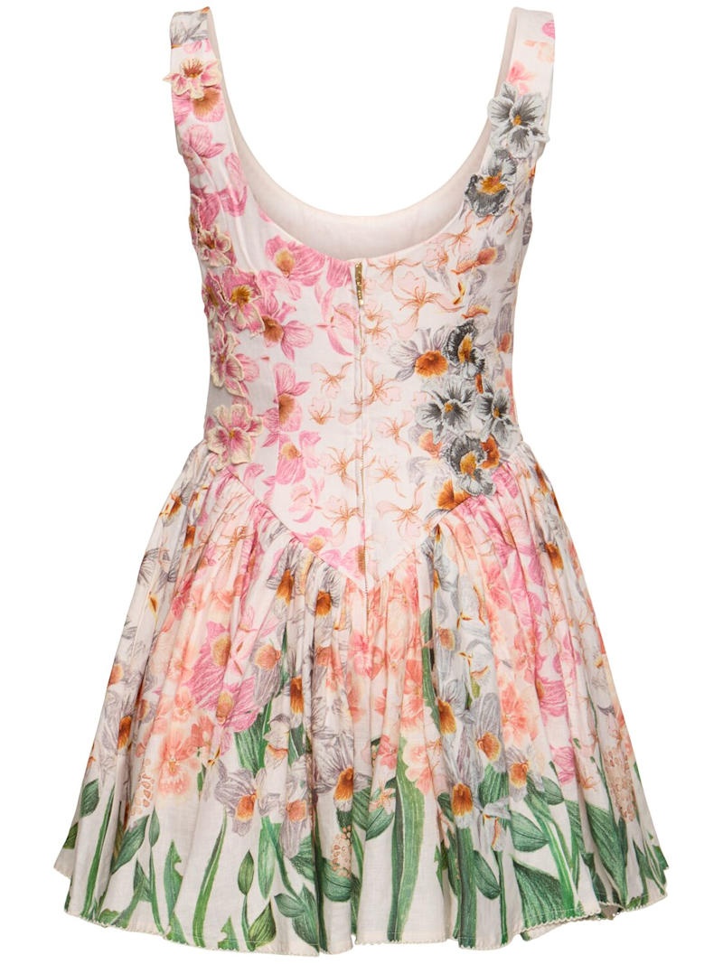 Pluma floral print linen mini dress - 3