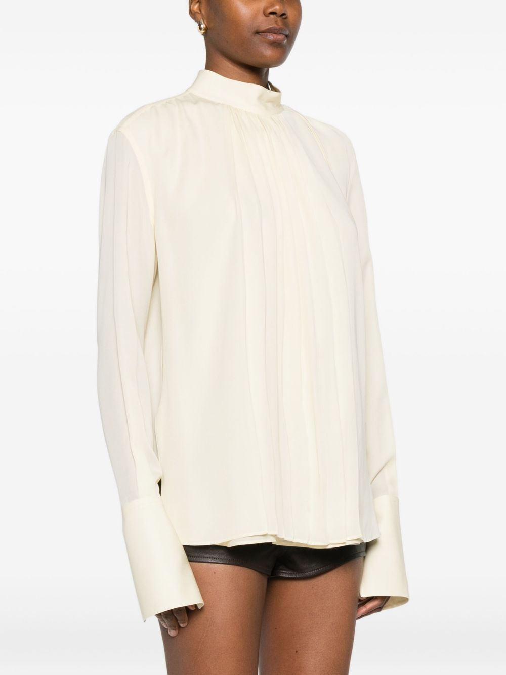 pleated high-neck top - 3