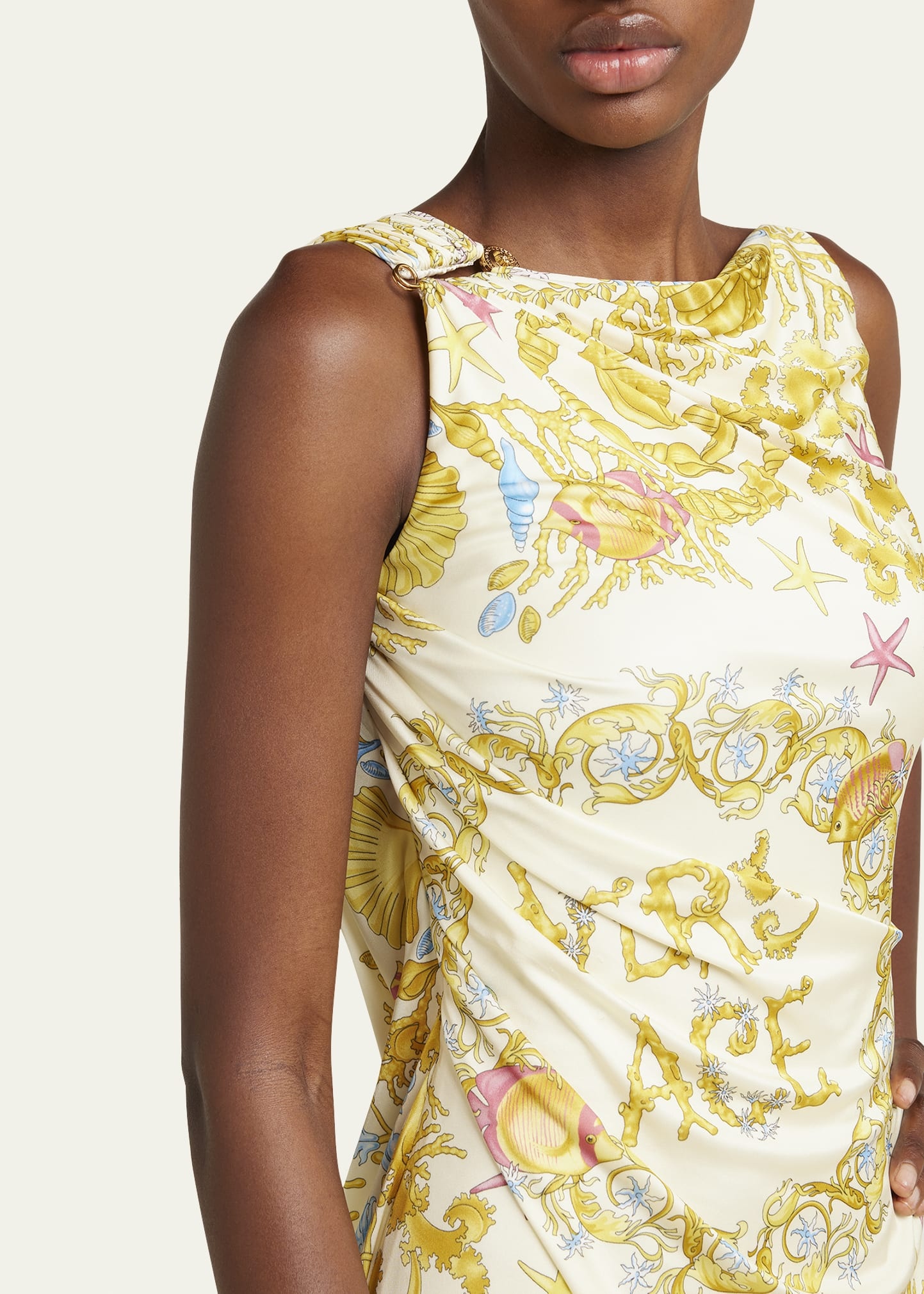 Underwater Barocco Foulard Safety Pin Mini Dress - 5