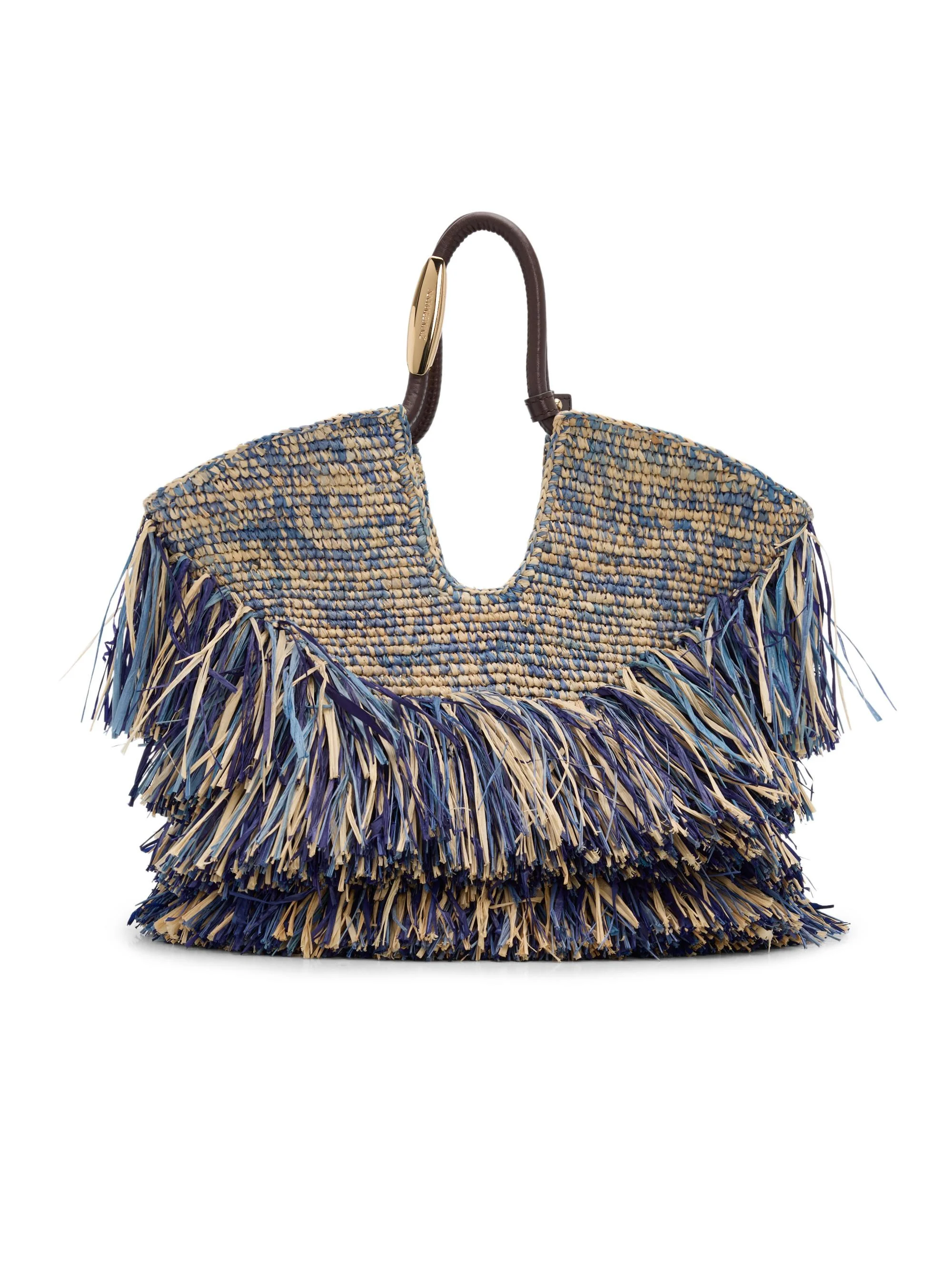 Women's Goldentime Small Fringed Tote Bag - Denim Blue - 1
