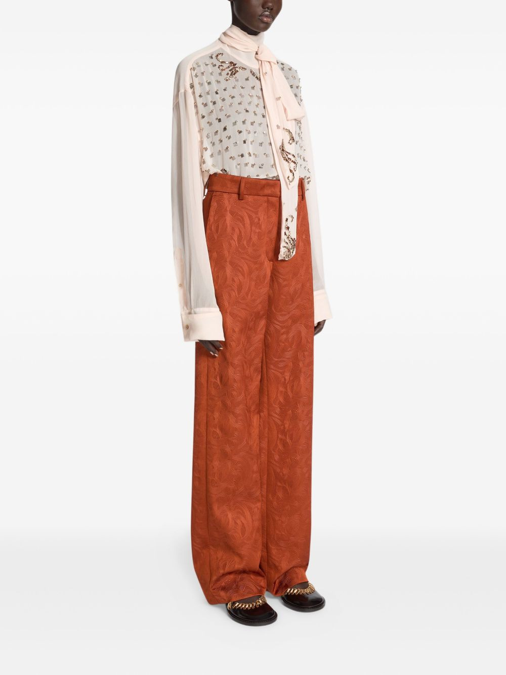 jacquard-swirl trousers - 3