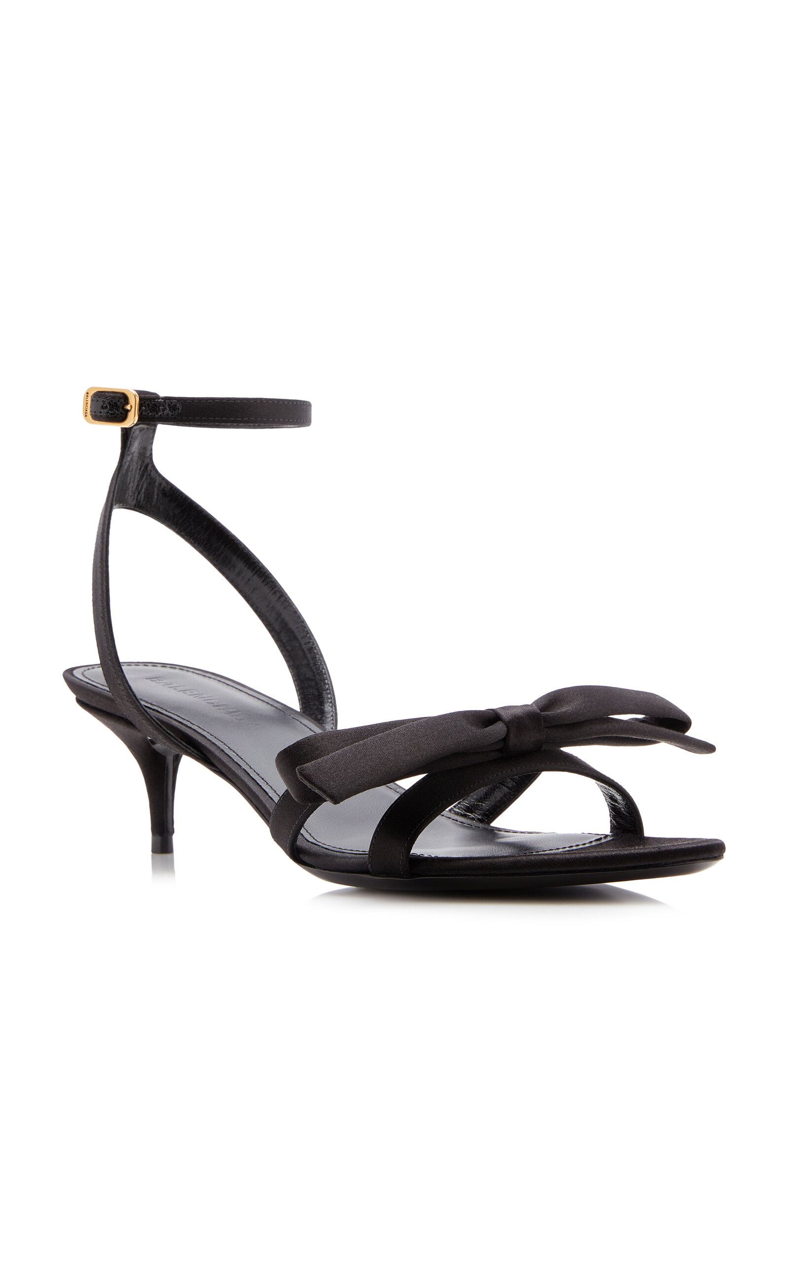 Nano Bow-Detailed Satin Sandals black - 3
