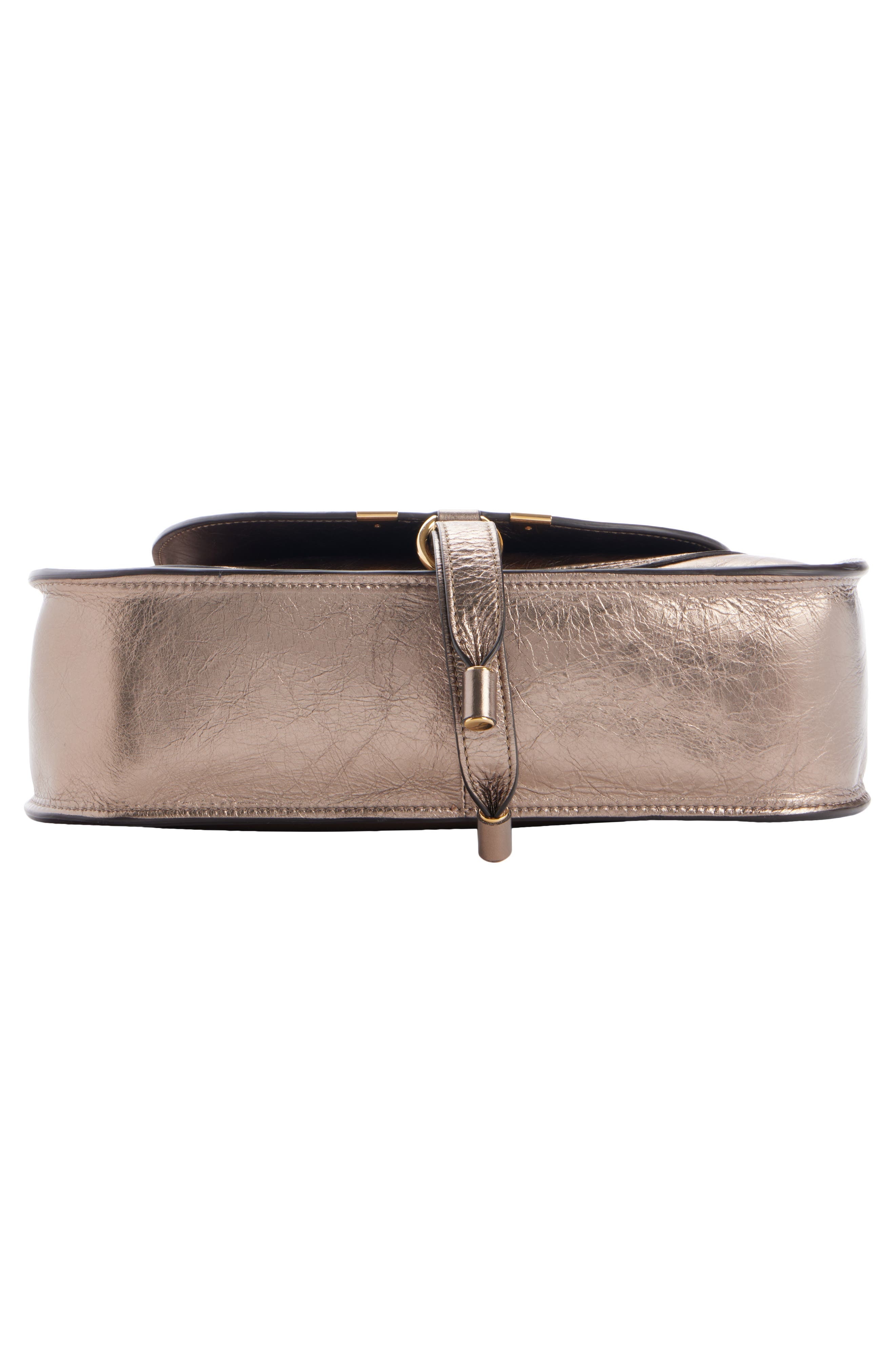 Chloé Small Marcie Metallic Leather Satchel in 074 Shiny Grey at Nordstrom - 4