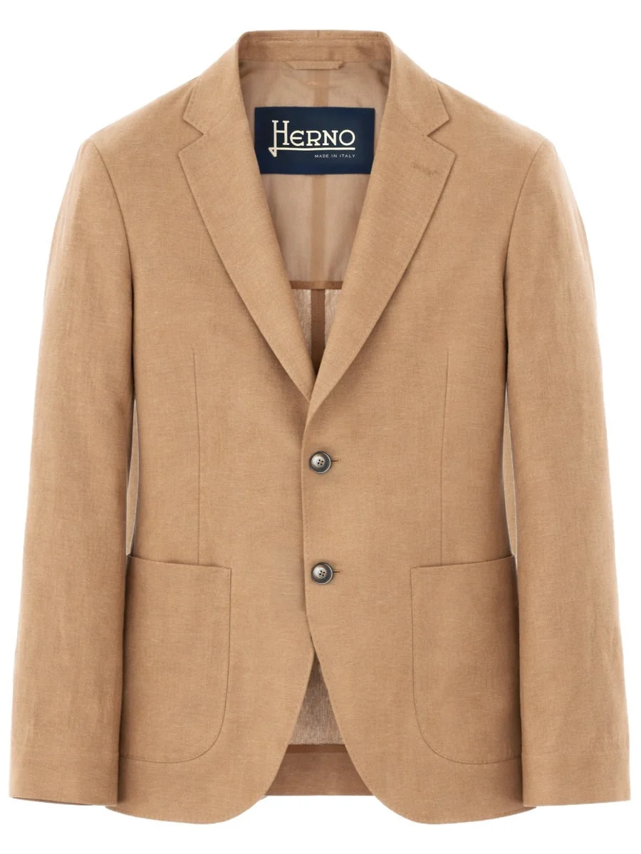 Herno Men Single-Breasted Linen Jacket - 1