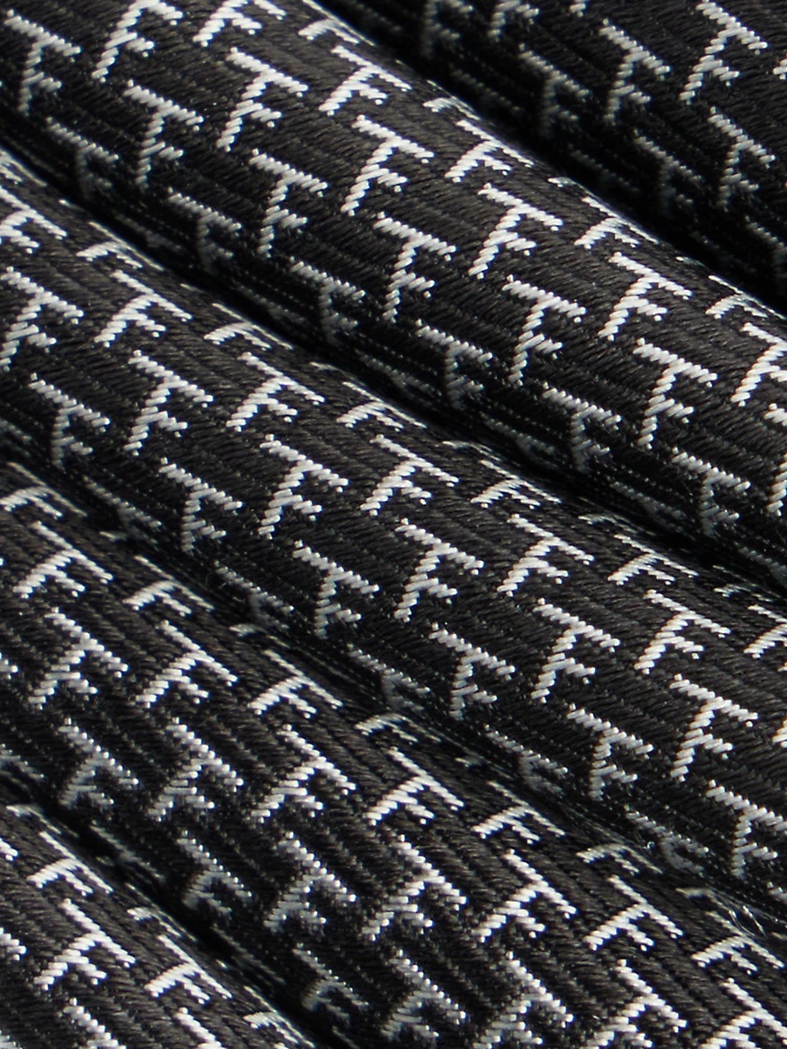 Brand-pattern wide-blade silk tie - 2