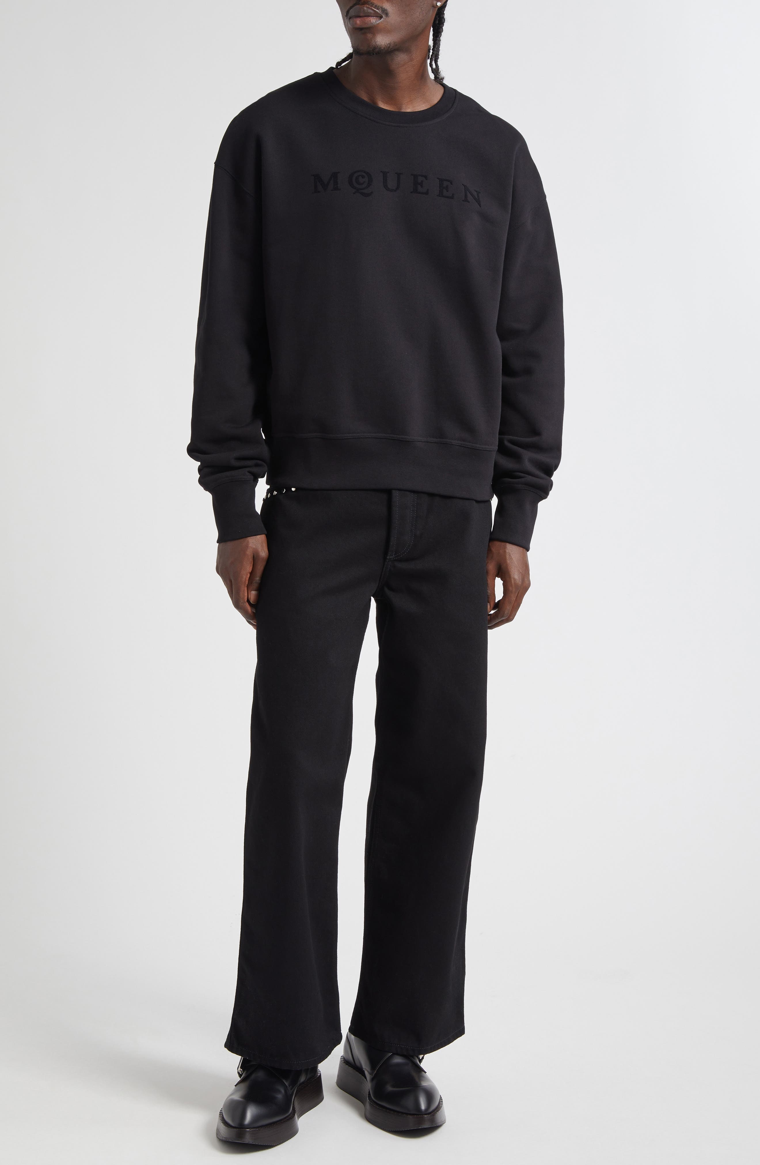 McQueen Logo Graphic French Terry Sweatshirt in Black /Black at Nordstrom - 2