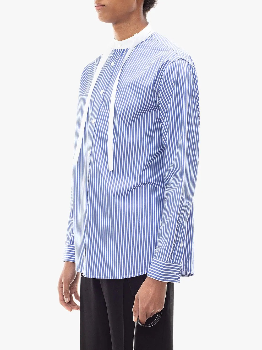 Grandad neck tie striped shirt - 3