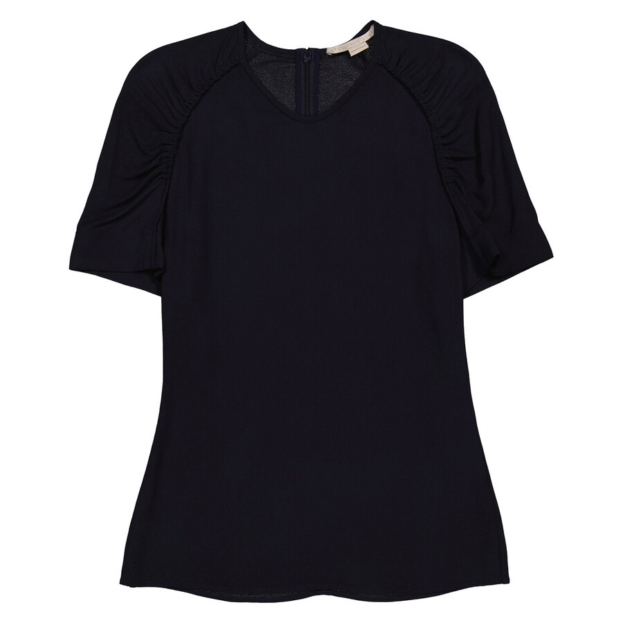 Stella McCartney Navy Blue Scrunched Sleeve Top - 5