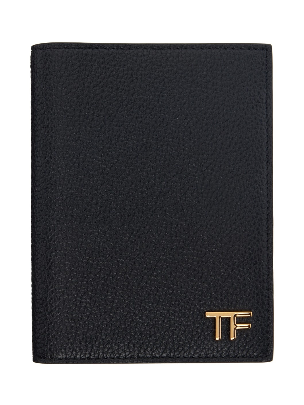 TOM FORD Black Soft Grain Leather T Line Passport Holder REVERSIBLE