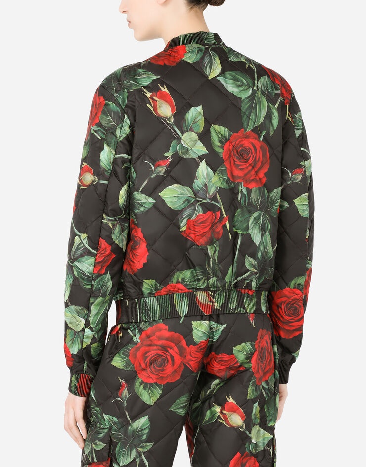 Rose-print quilted nylon bomber jacket - 5