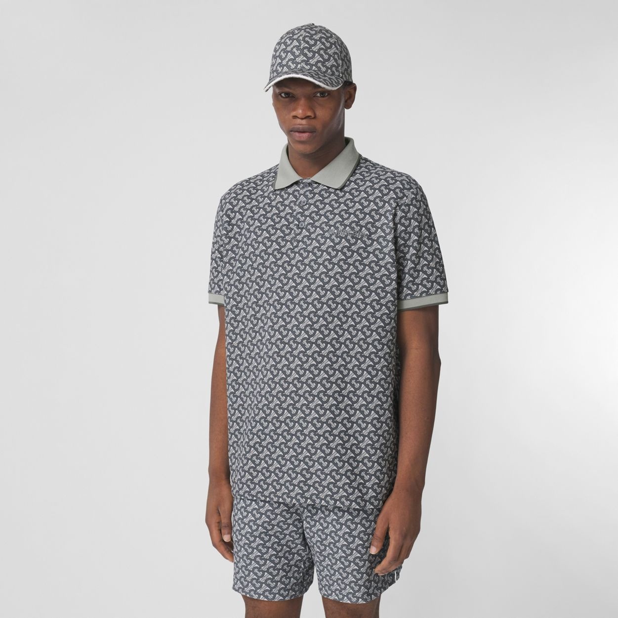 Monogram Print Cotton Piqué Oversized Polo Shirt - 5