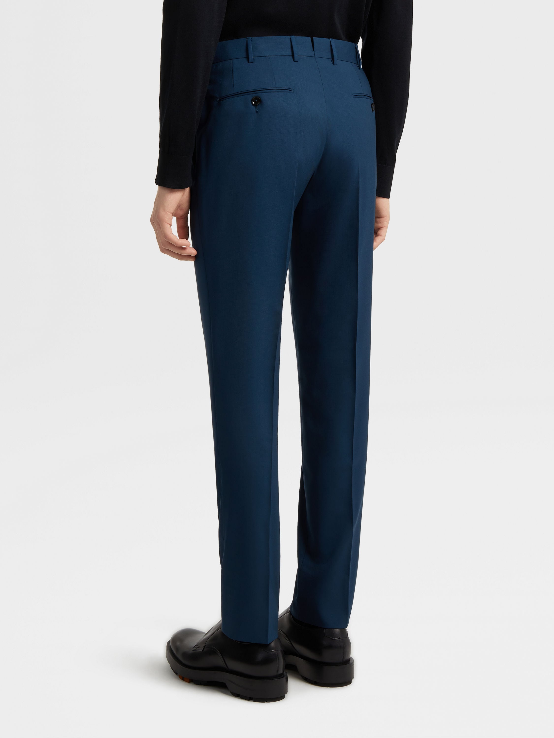 DARK BLUE PURE LINEN PANTS - 3
