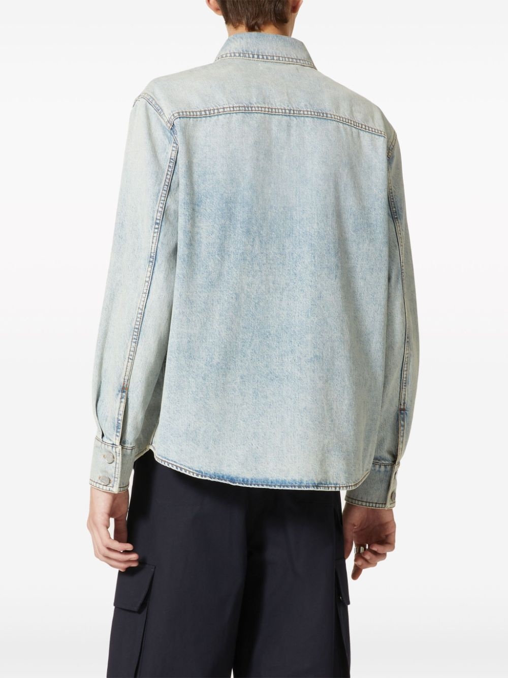 cut-out denim shirt - 4