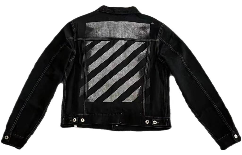 Off-White Alphabet Patterned Turn Down Collar Denim Jacket 'Black' OMYE079C99DEN0044001PD - 2