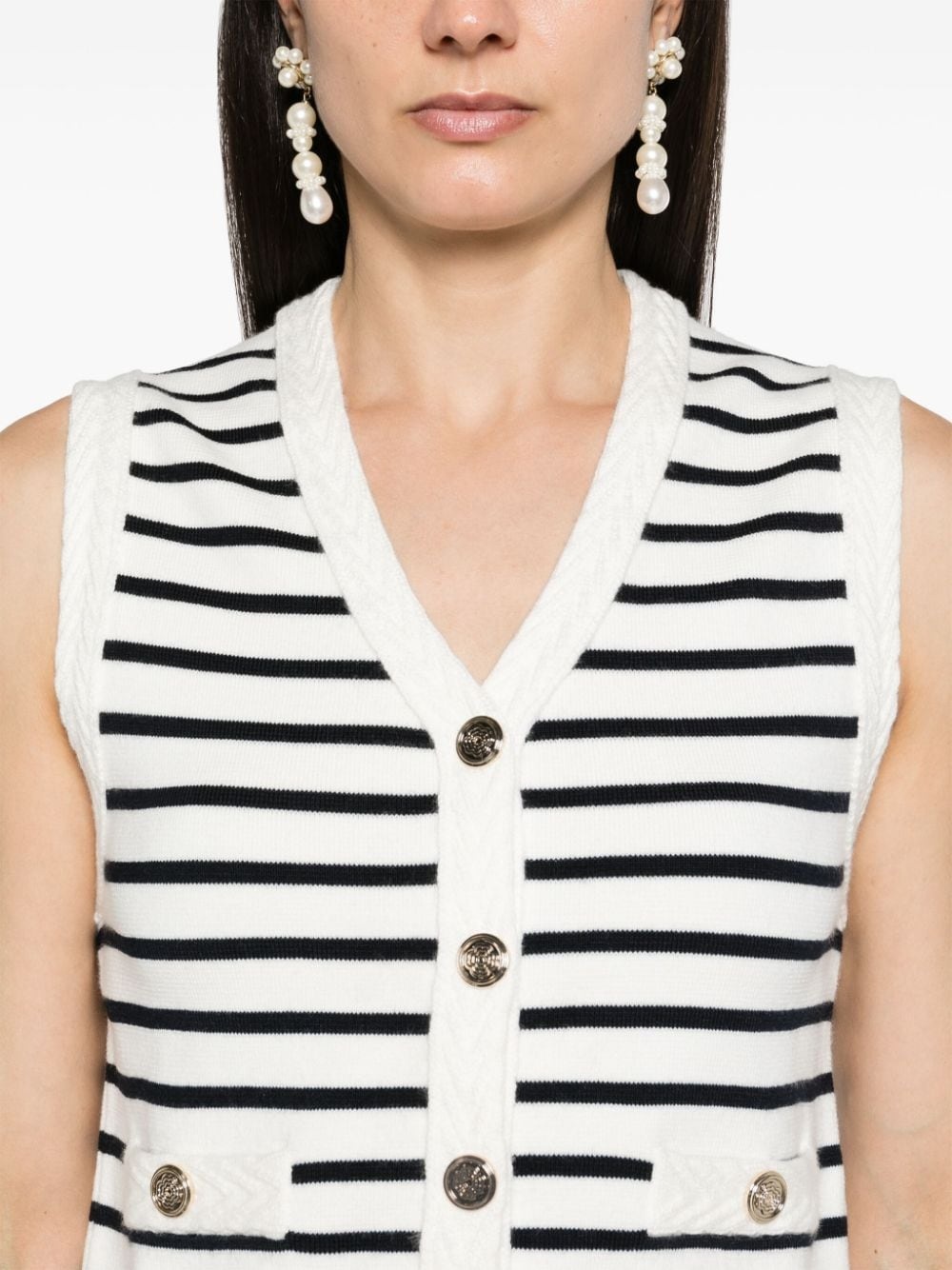 striped cropped vest - 5