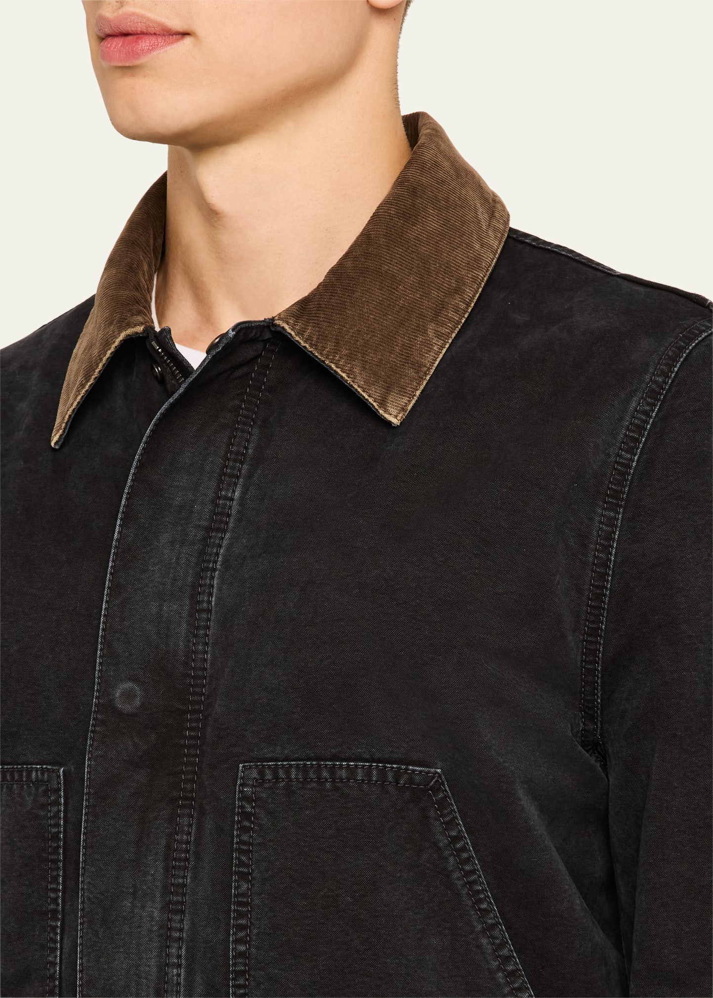 Men's Canvas Corduroy-Collar Work Jacket - 5