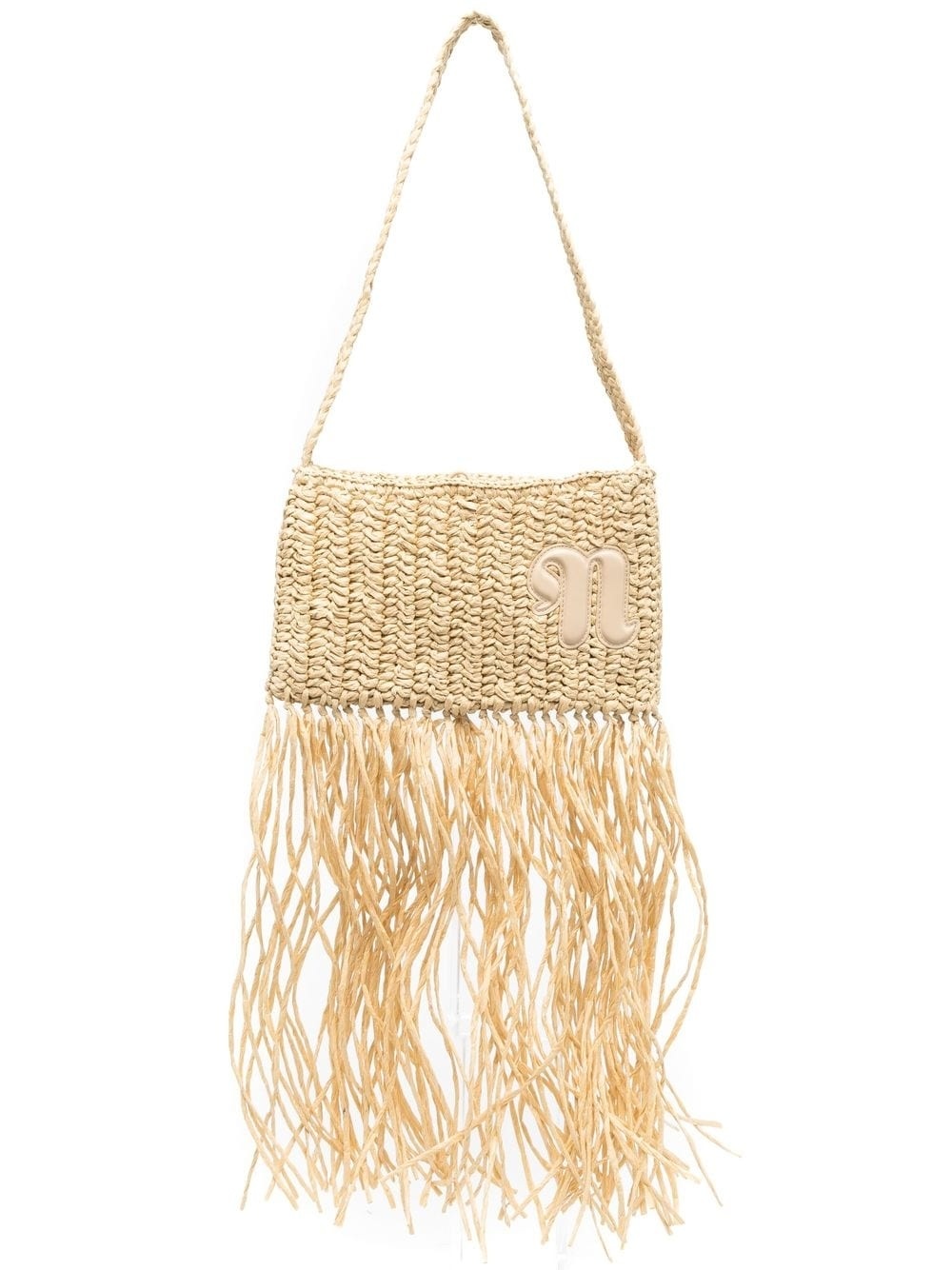 fringed woven shoulder bag - 1