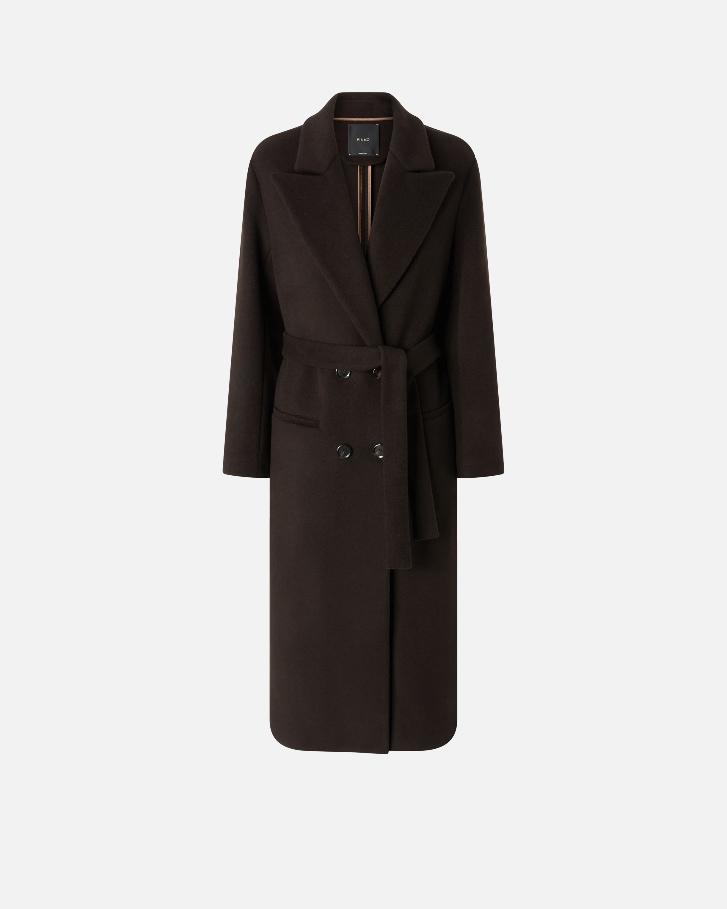 LONG DOUBLE-BREASTED COAT WITH MATCHING BELT - 1