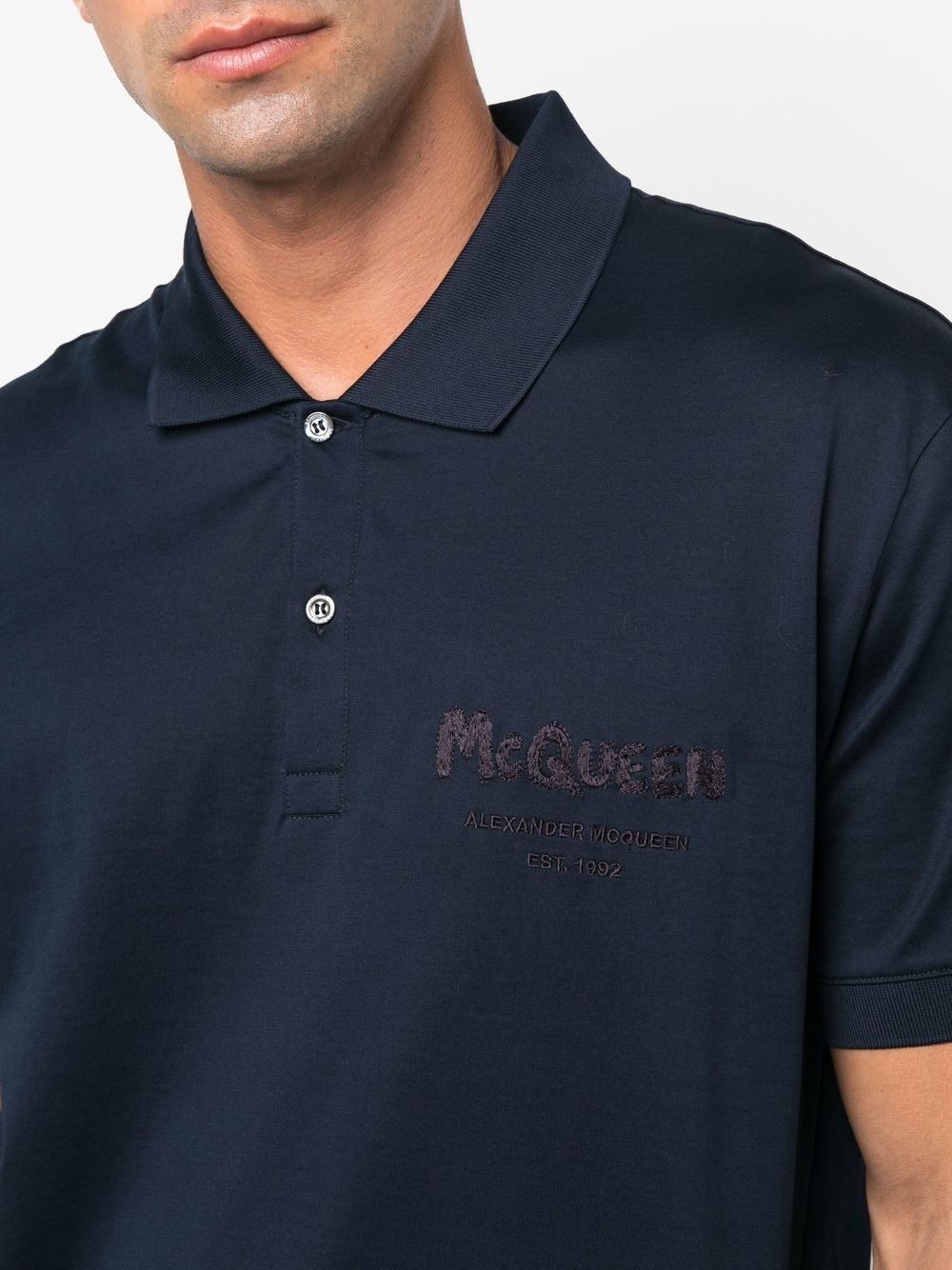 Graffiti logo-embroidered polo shirt - 5